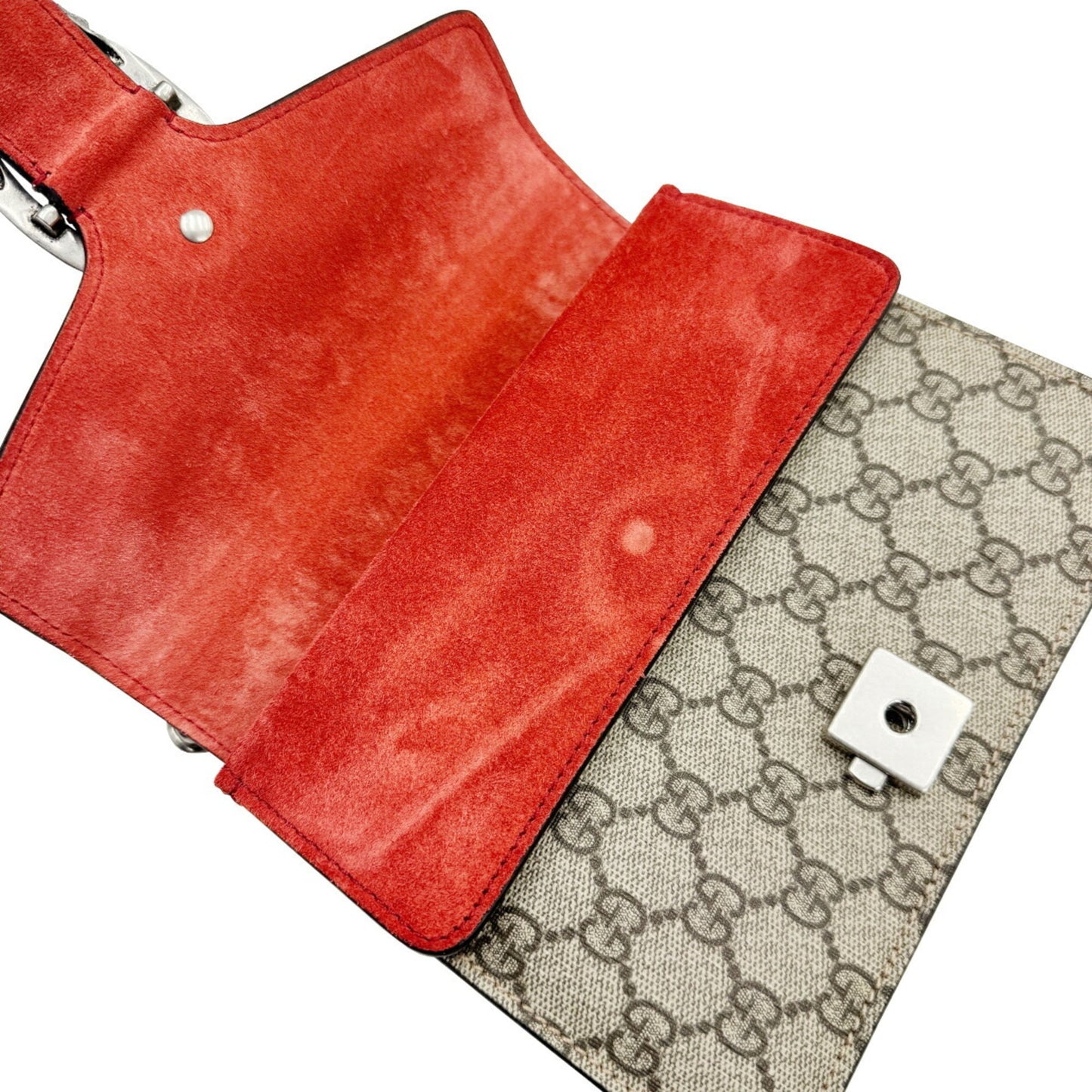 Gucci Brown Red Color Pvc Suede Handbag Shoulder Bag