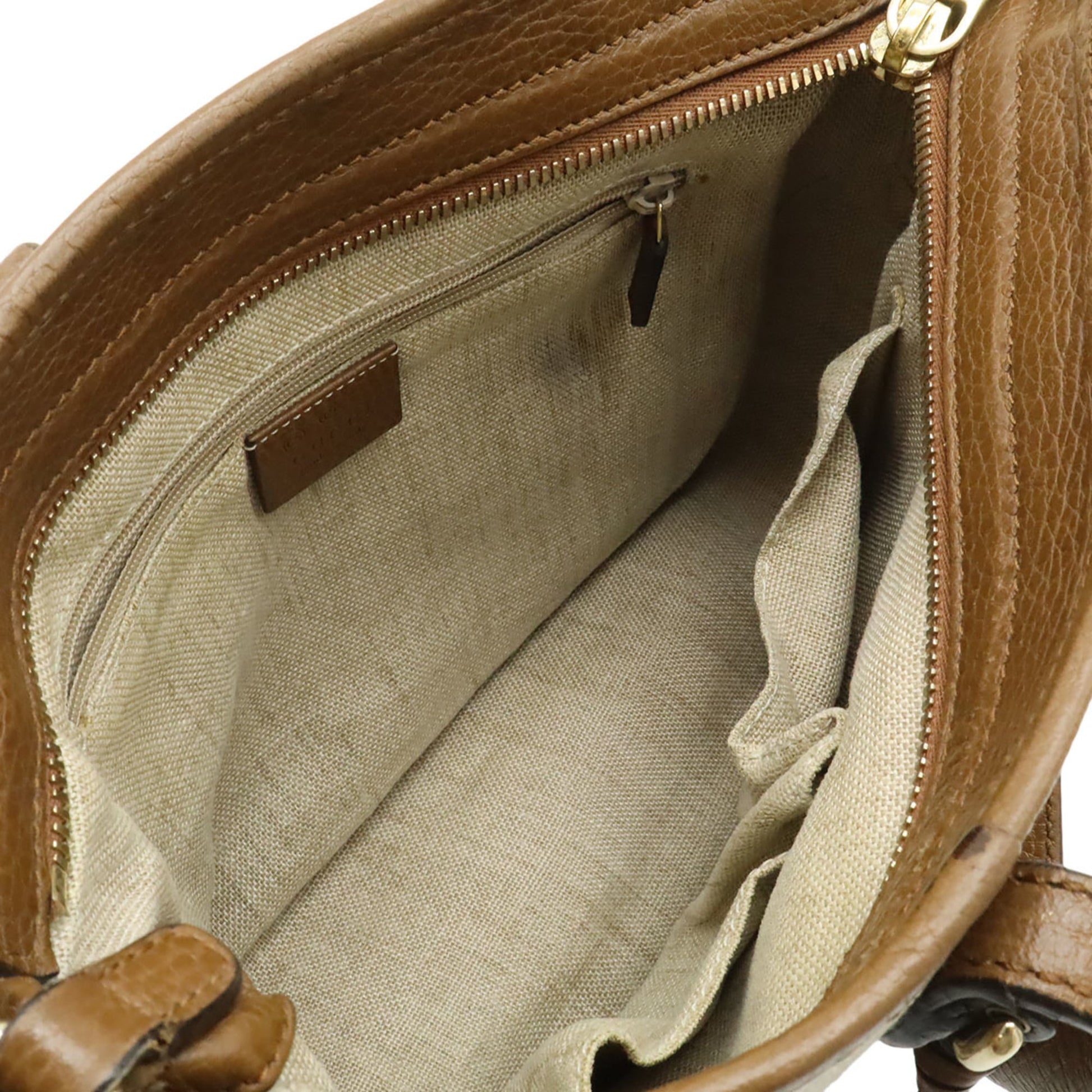 Gucci Beige Beige Brown Brown Gg Canvas Leather Handbag Shoulder Bag