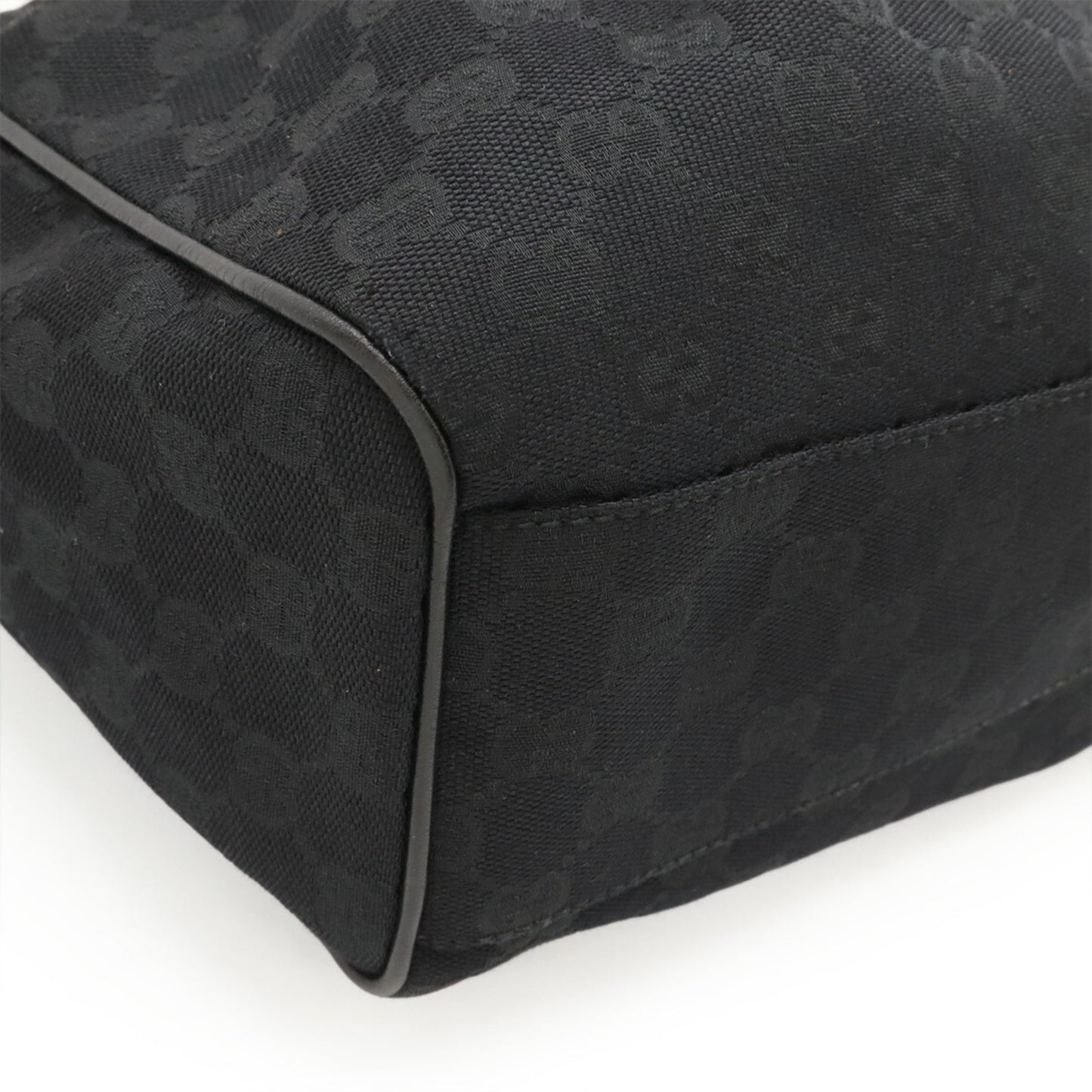 Gucci Sukey Black Gg Canvas Leather Handbag Tote Bag