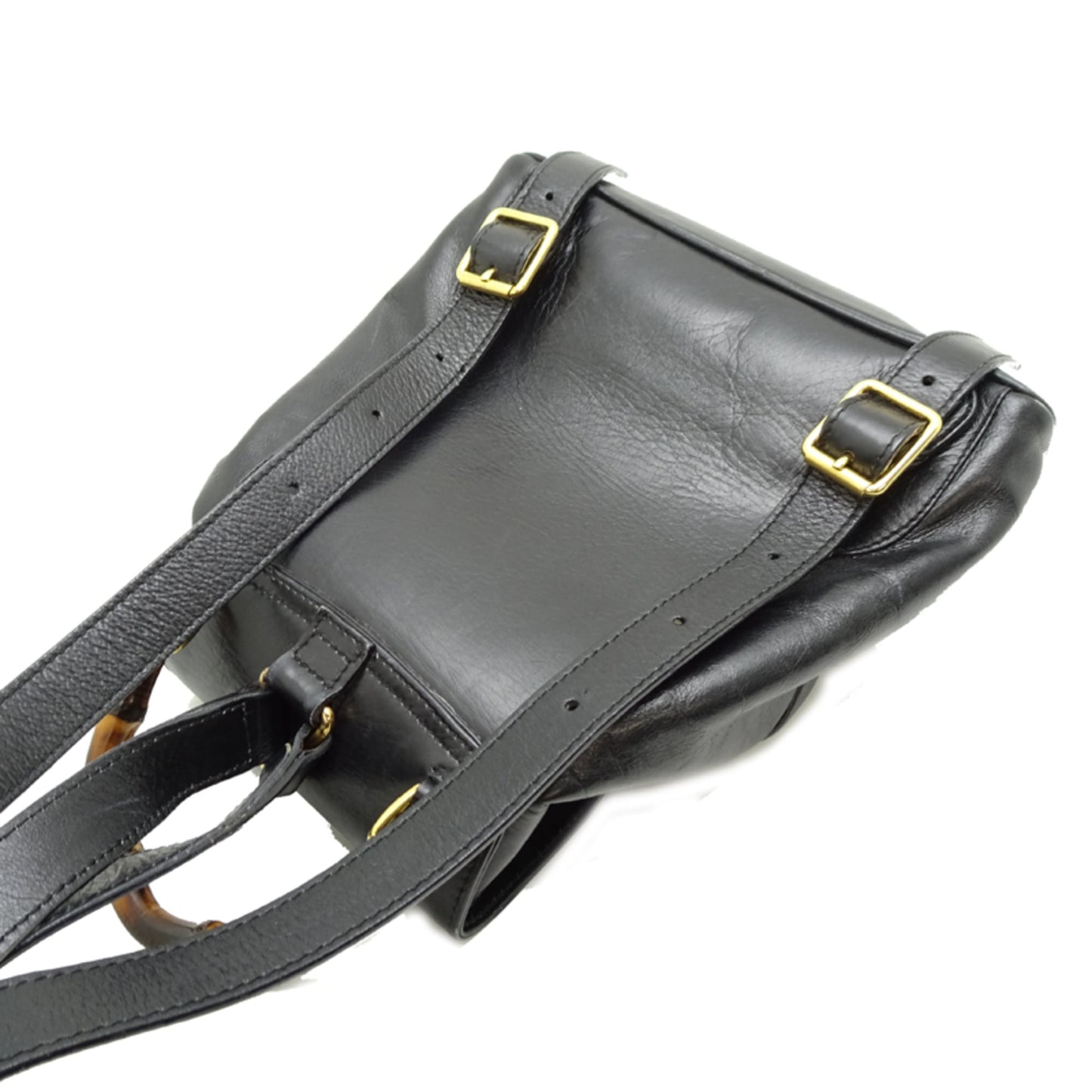 Gucci Black Leather Bamboo Backpack