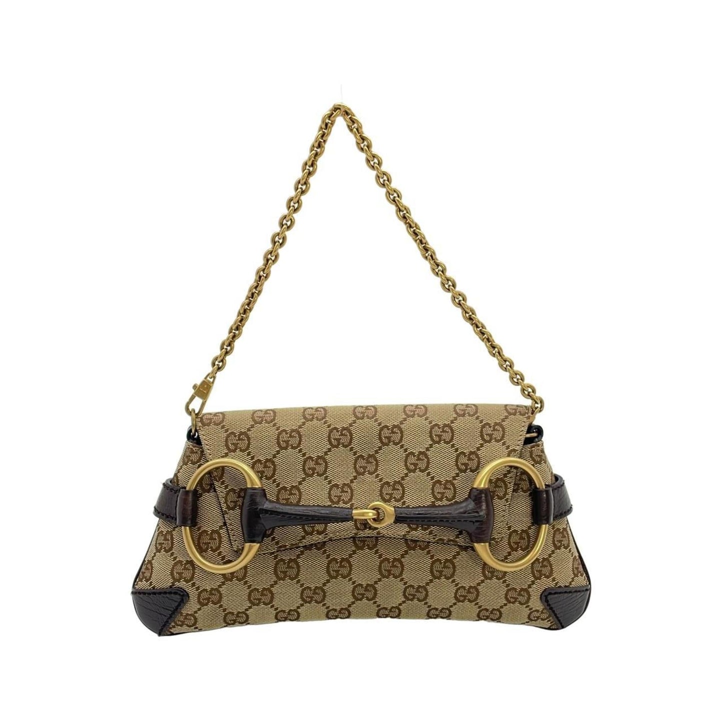 Gucci Beige Brown Gg Canvas Leather Shoulder Bag
