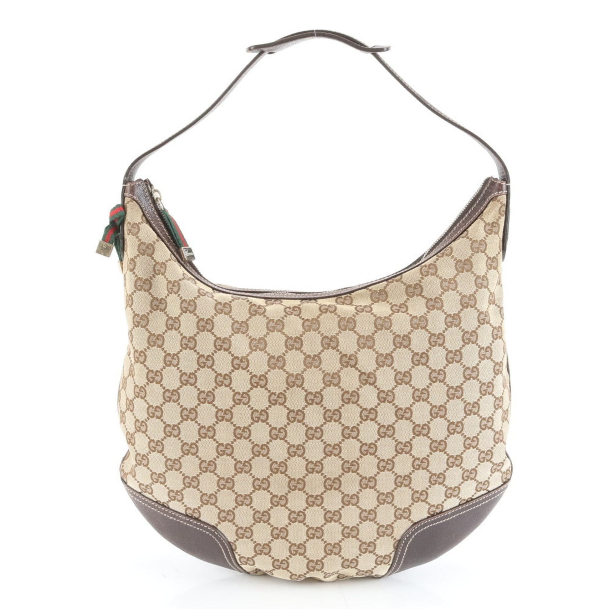 Gucci Brown Leather Canvas Shoulder Bag