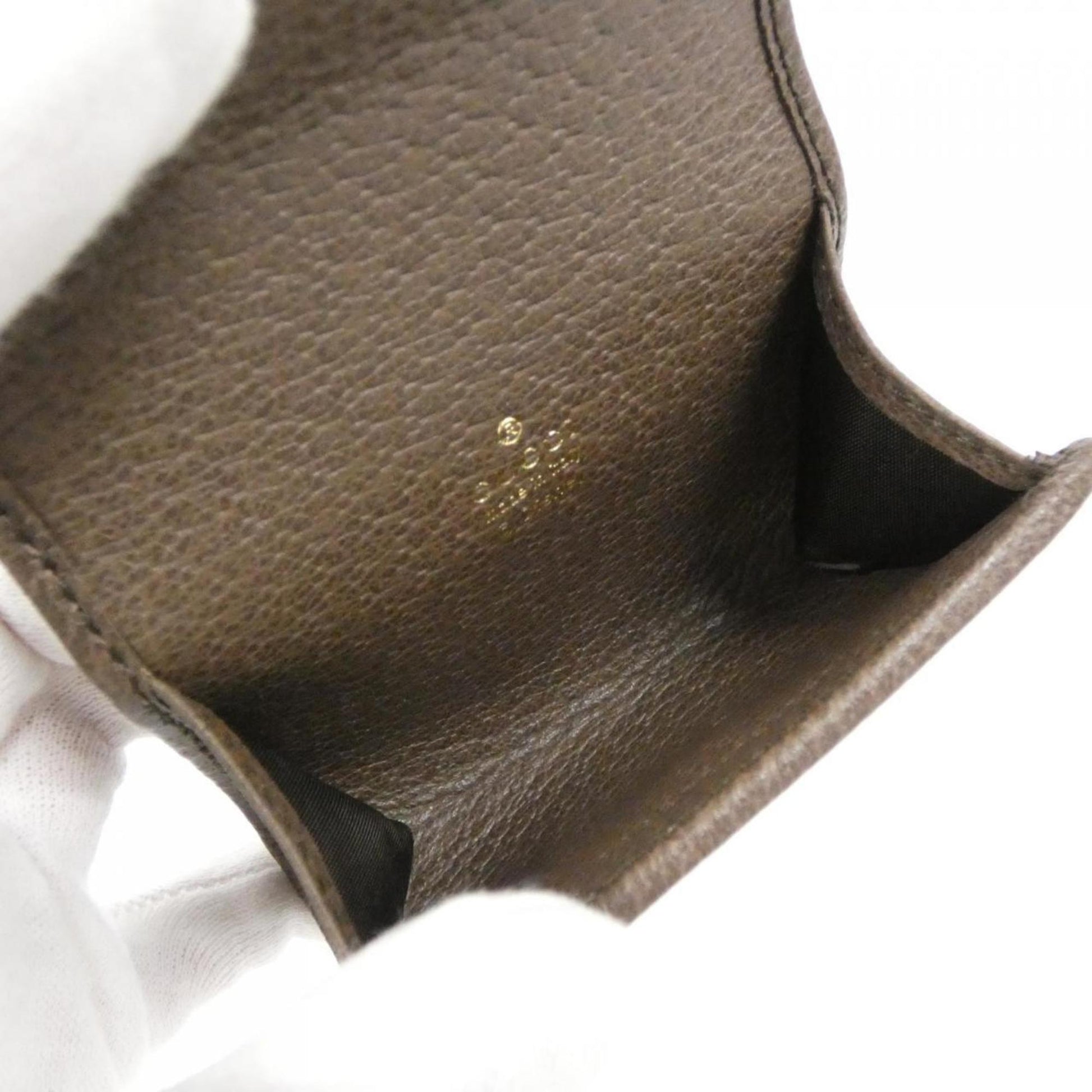 Gucci Brown Gg Supreme Canvas Leather Pouch