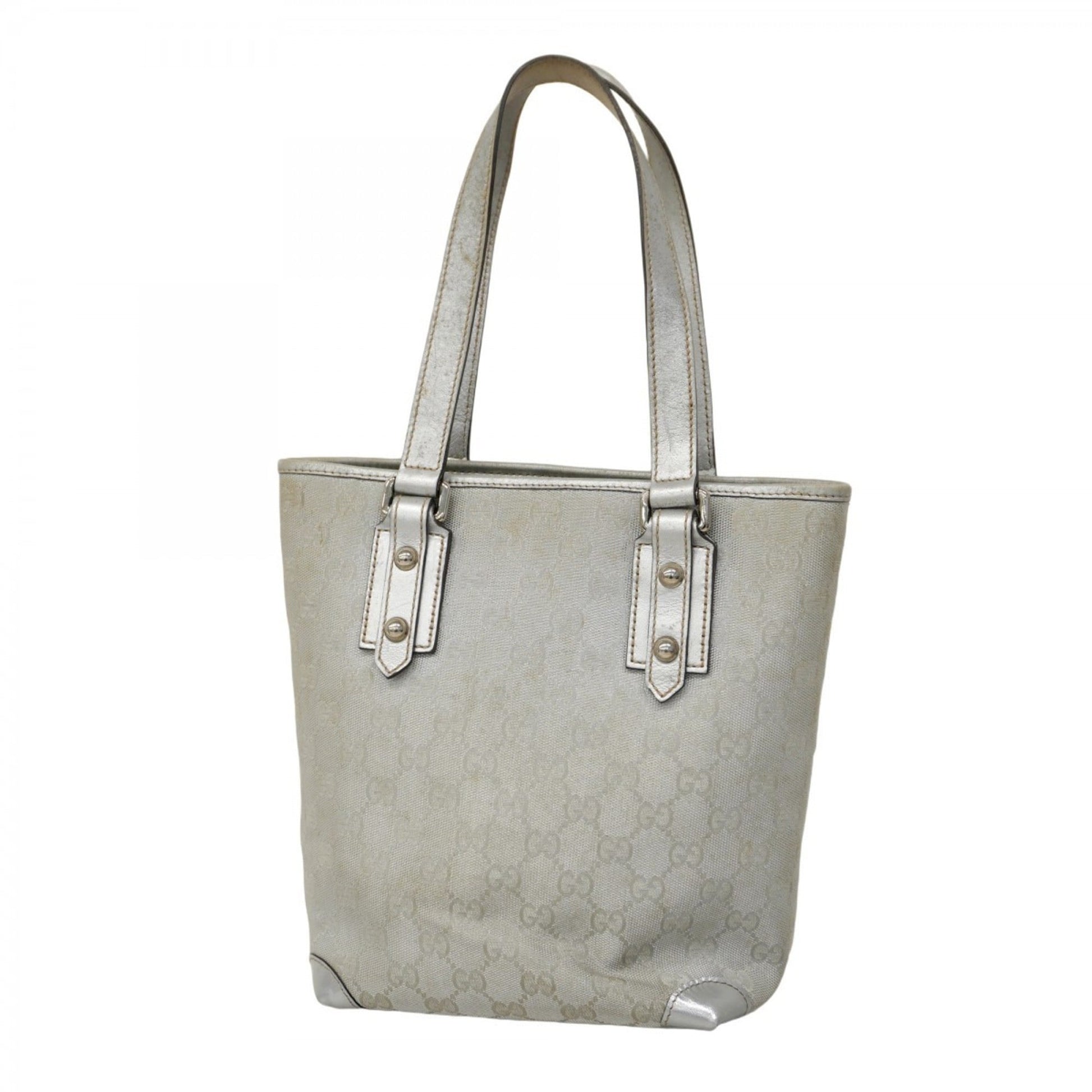 Gucci Silver Canvas Tote Bag