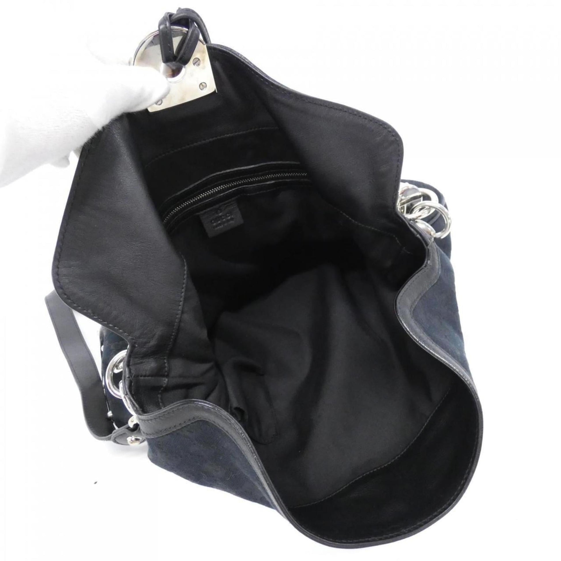 Gucci Black Gg Canvas Shoulder Bag