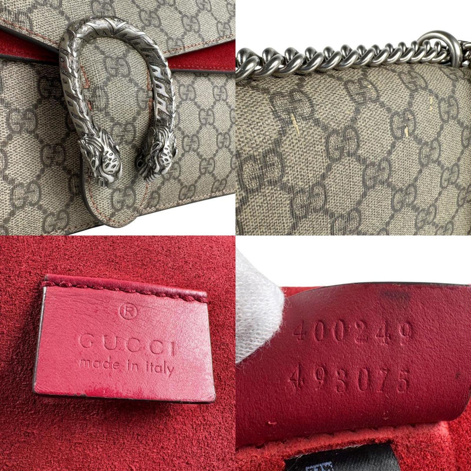 Gucci Brown Red Color Gg Supreme Shoulder Bag