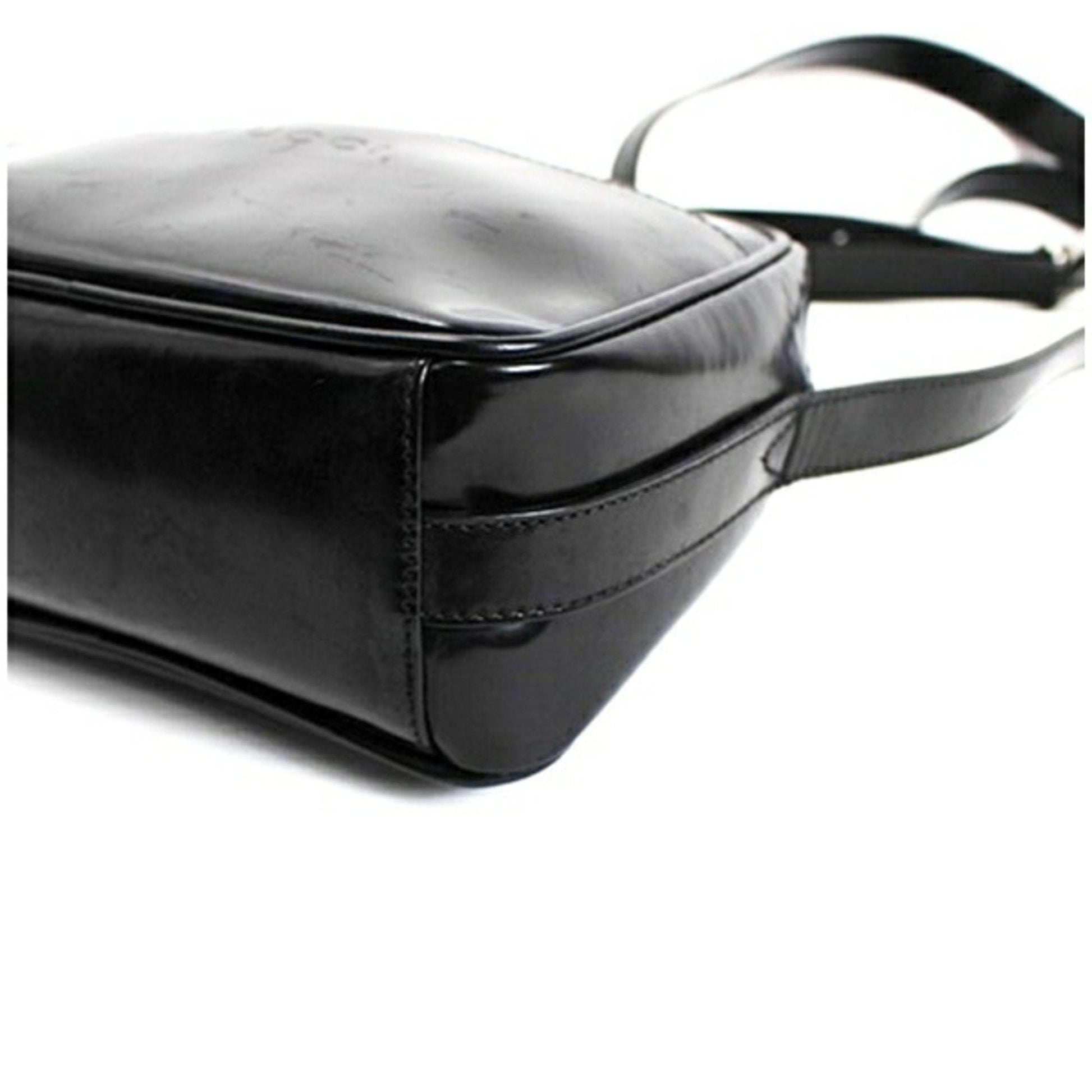 Gucci Black Gray Leather Shoulder Bag