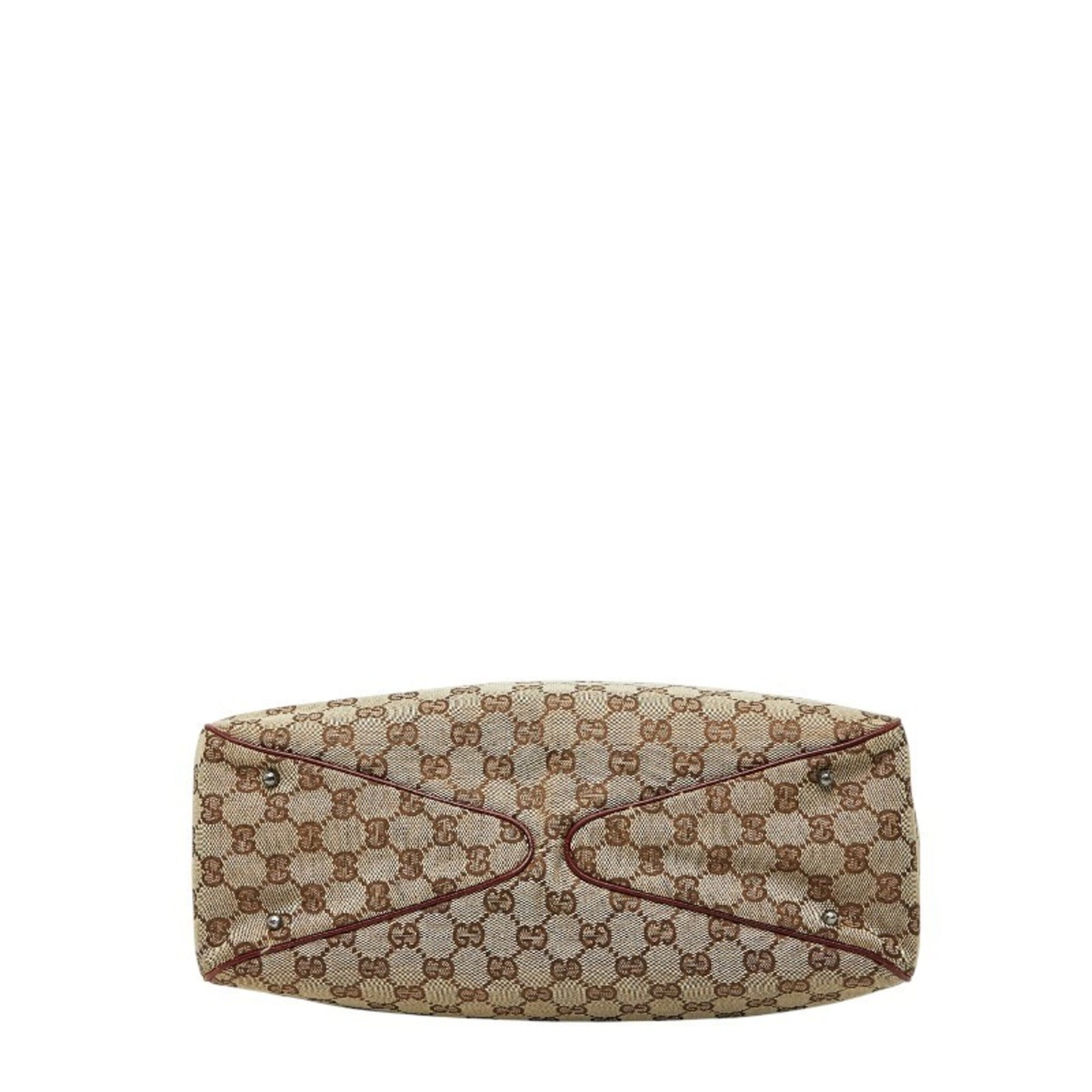 Gucci Beige Red Color Canvas Leather Handbag Tote Bag