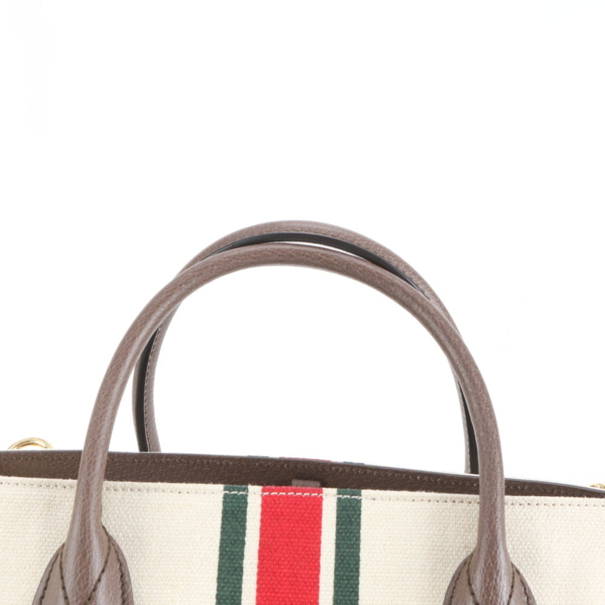 Gucci Ivory Leather Canvas Tote Bag