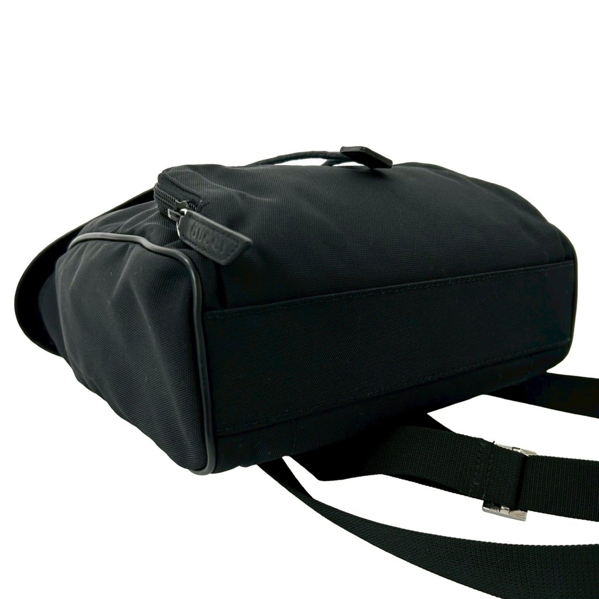 Gucci Black Nylon Leather Backpack