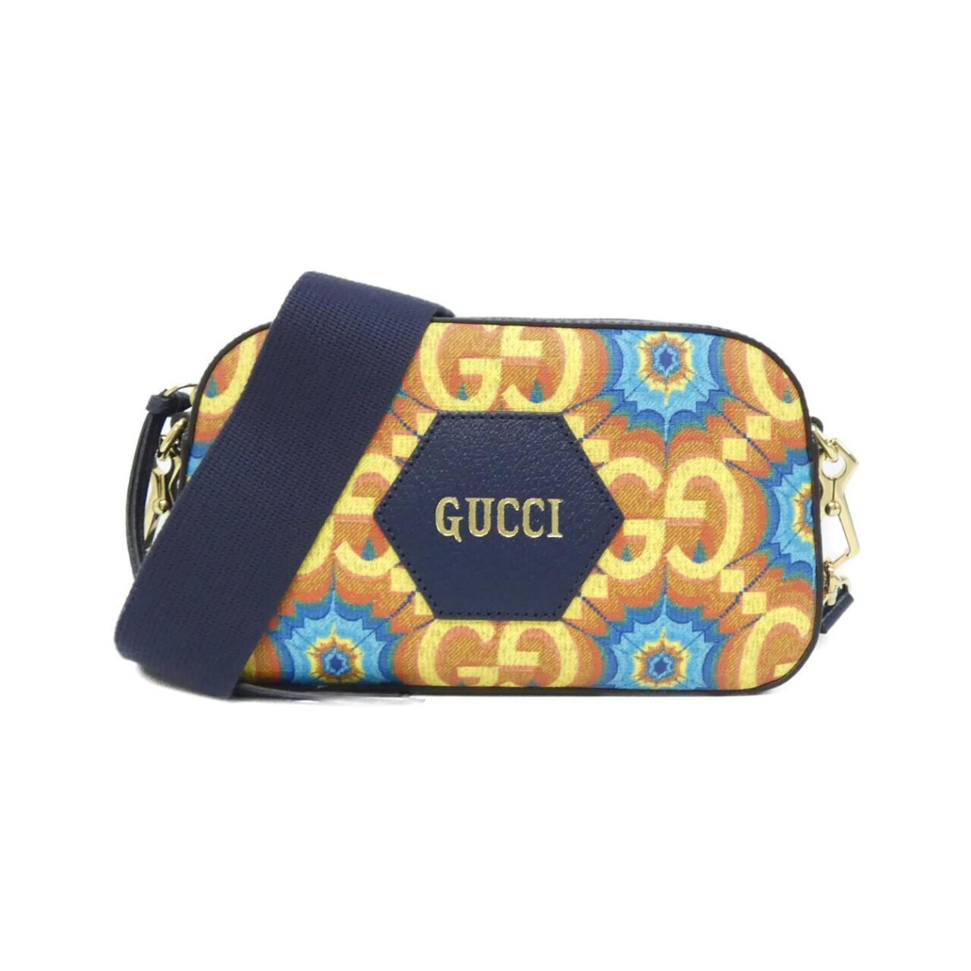 Gucci Blue Orange Coated Canvas Shoulder Bag