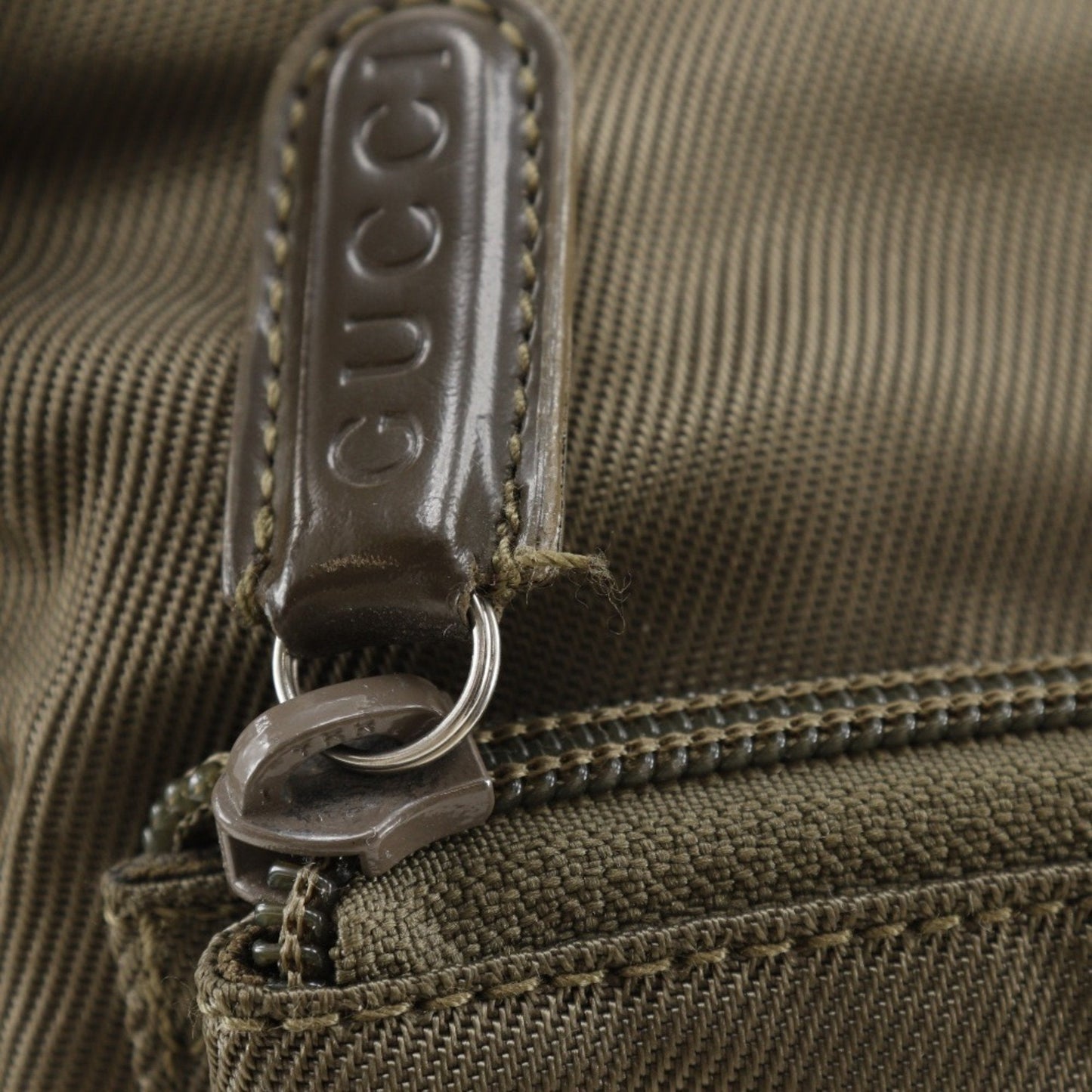 Gucci Khaki Nylon Canvas Shoulder Bag