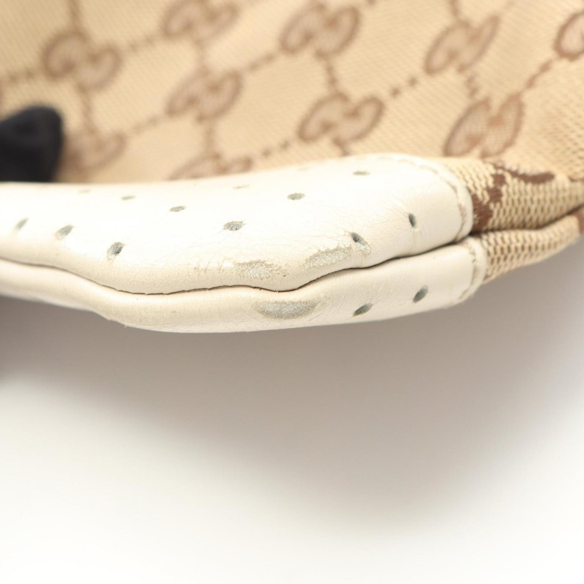 Gucci Gg Canvas Beige White Gg Canvas Leather Shoulder Bag