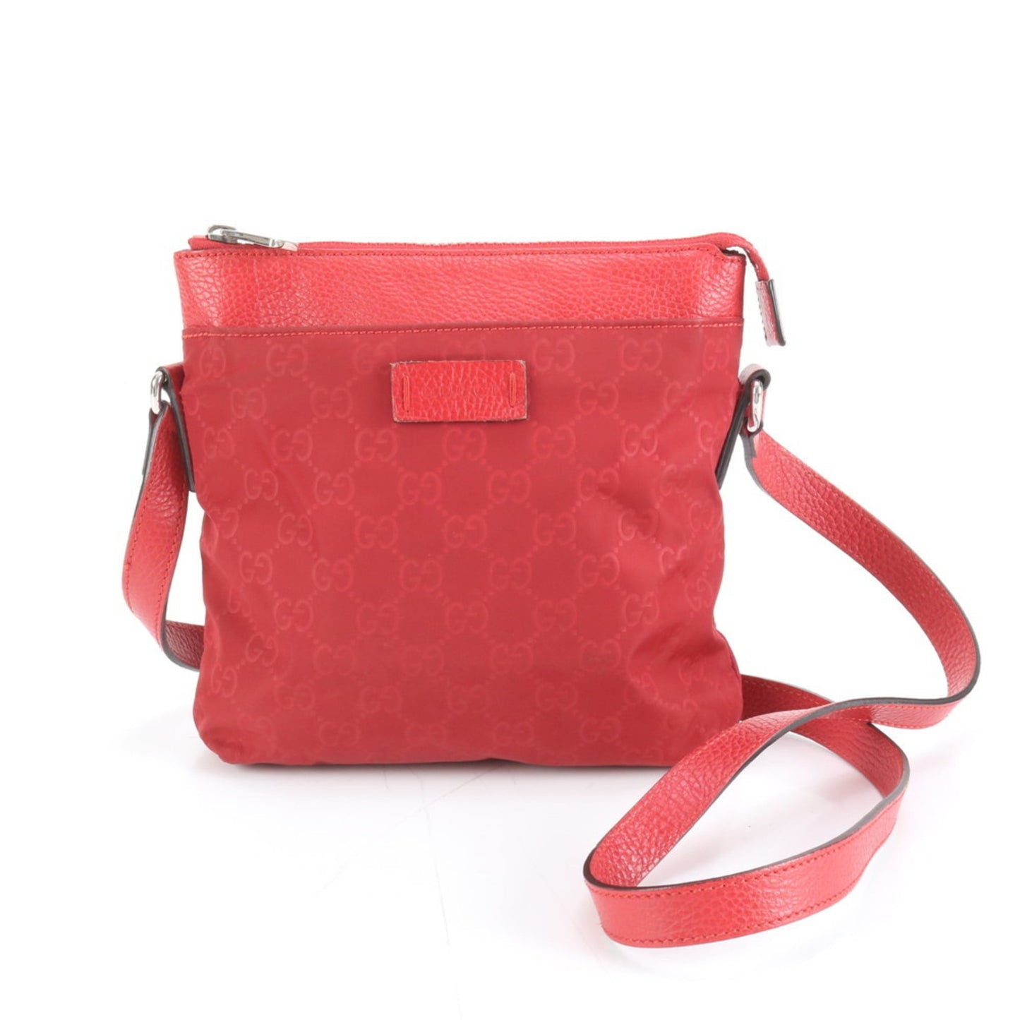 Gucci Red Color Nylon Leather Shoulder Bag