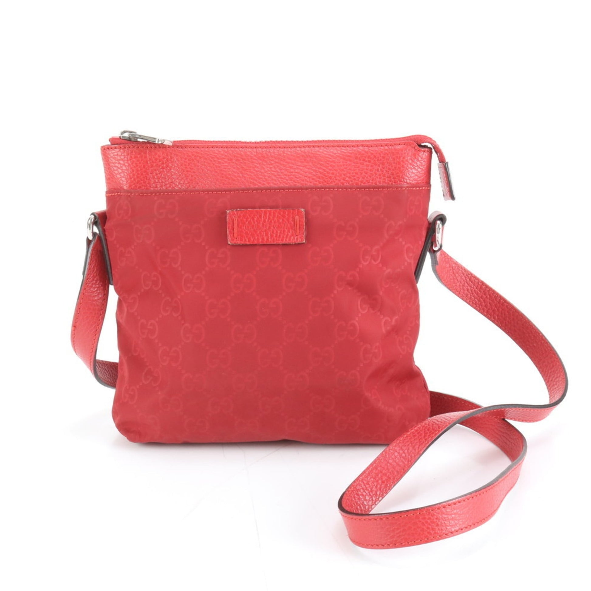 Gucci Red Color Nylon Leather Shoulder Bag