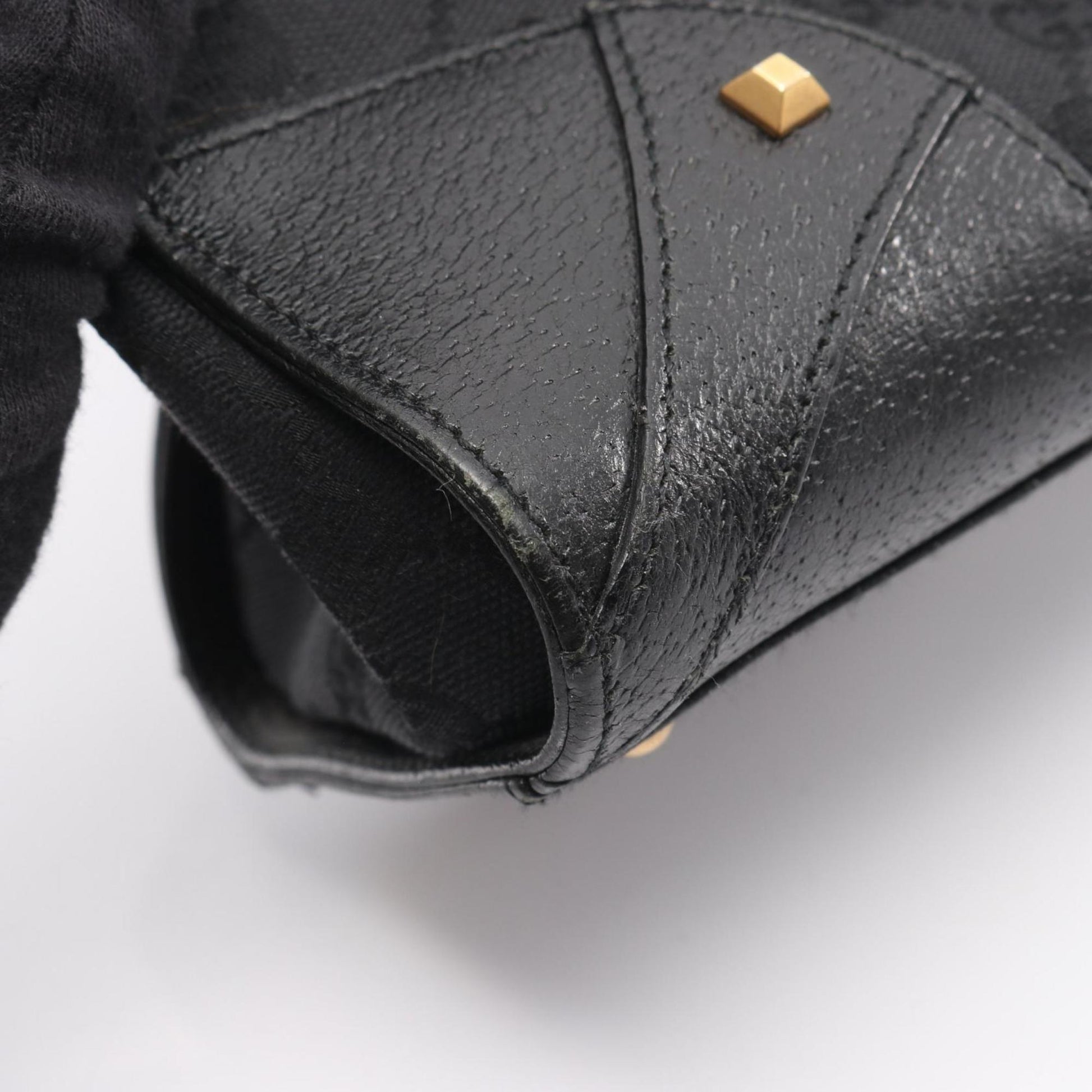 Gucci Black Canvas Leather Handbag