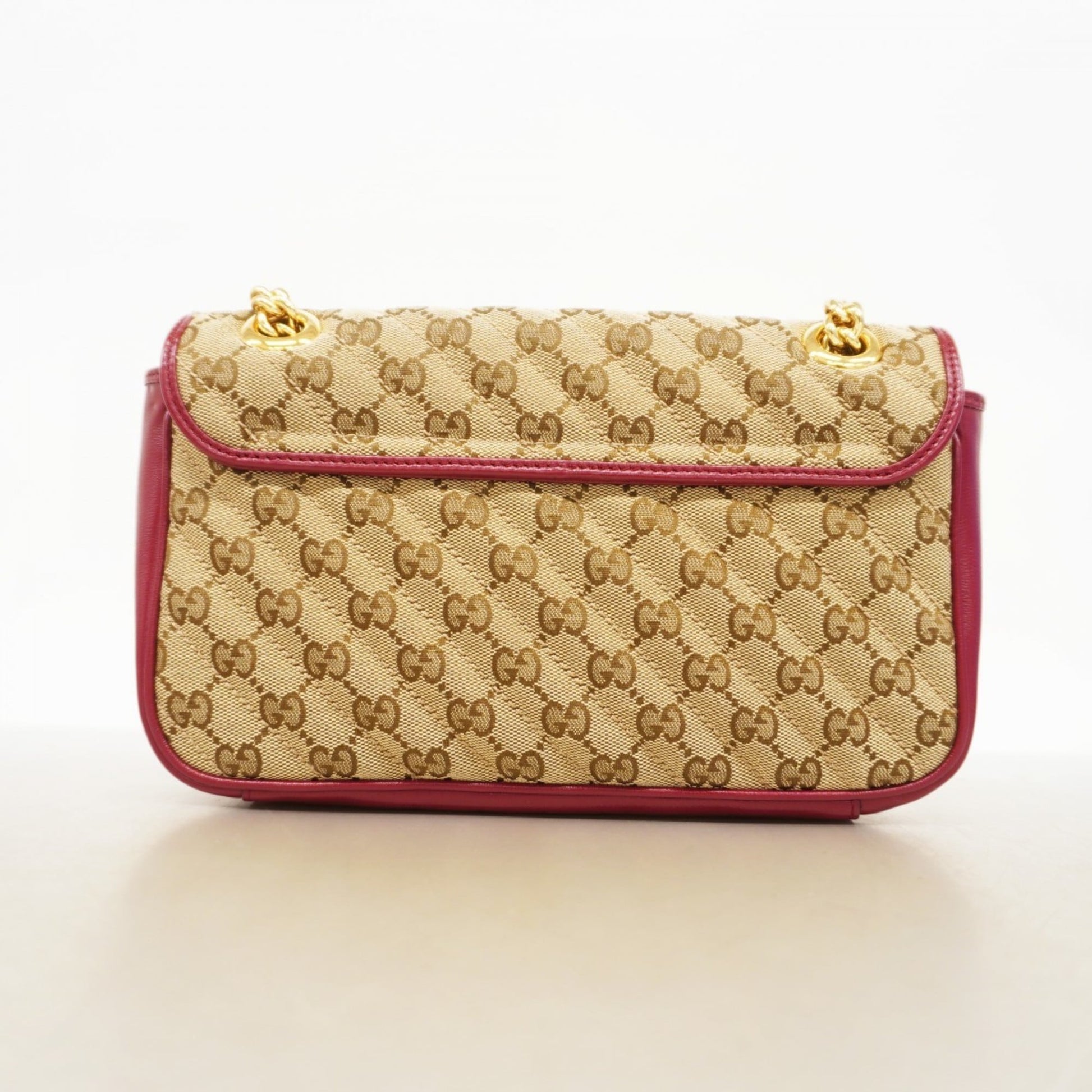 Gucci Brown Red Color Canvas Shoulder Bag
