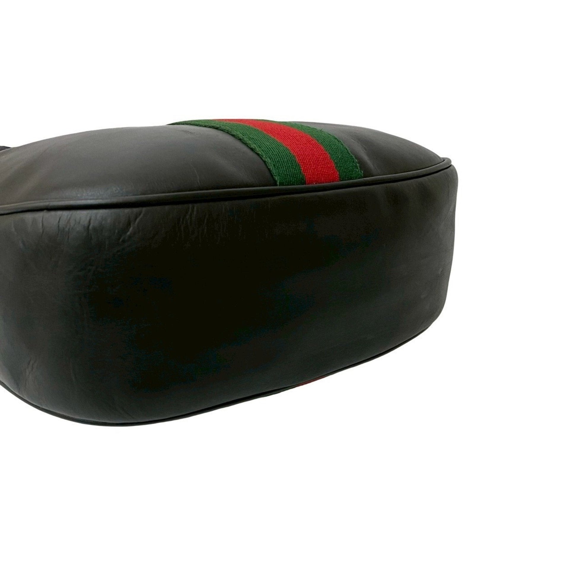 Gucci Black Green Red Color Leather Pochette Shoulder Bag