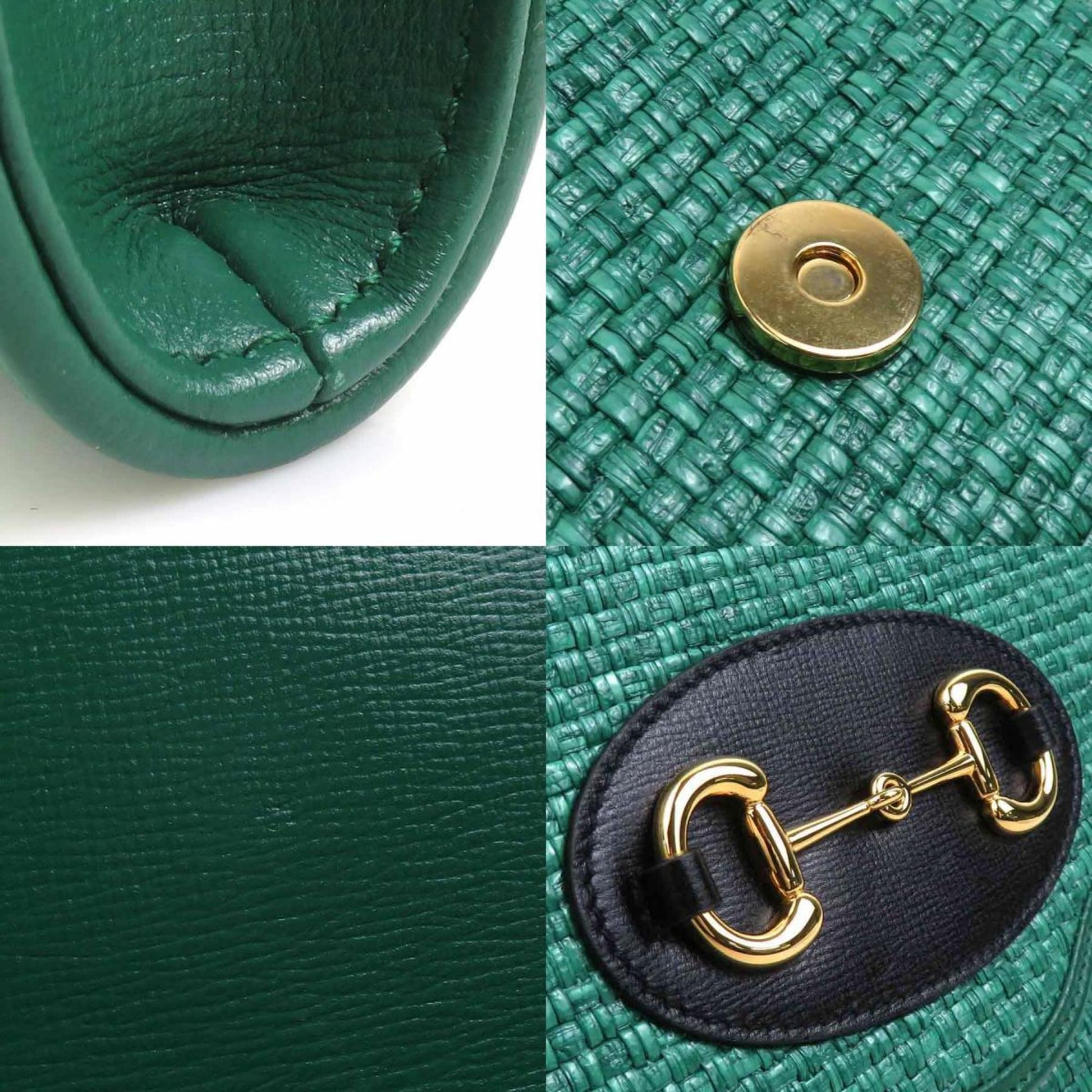 Gucci Green Raffia Shoulder Bag