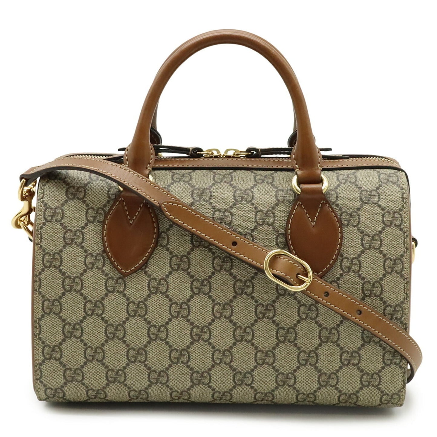 Gucci Beige Brown Gg Supreme Canvas Leather Handbag Shoulder Bag