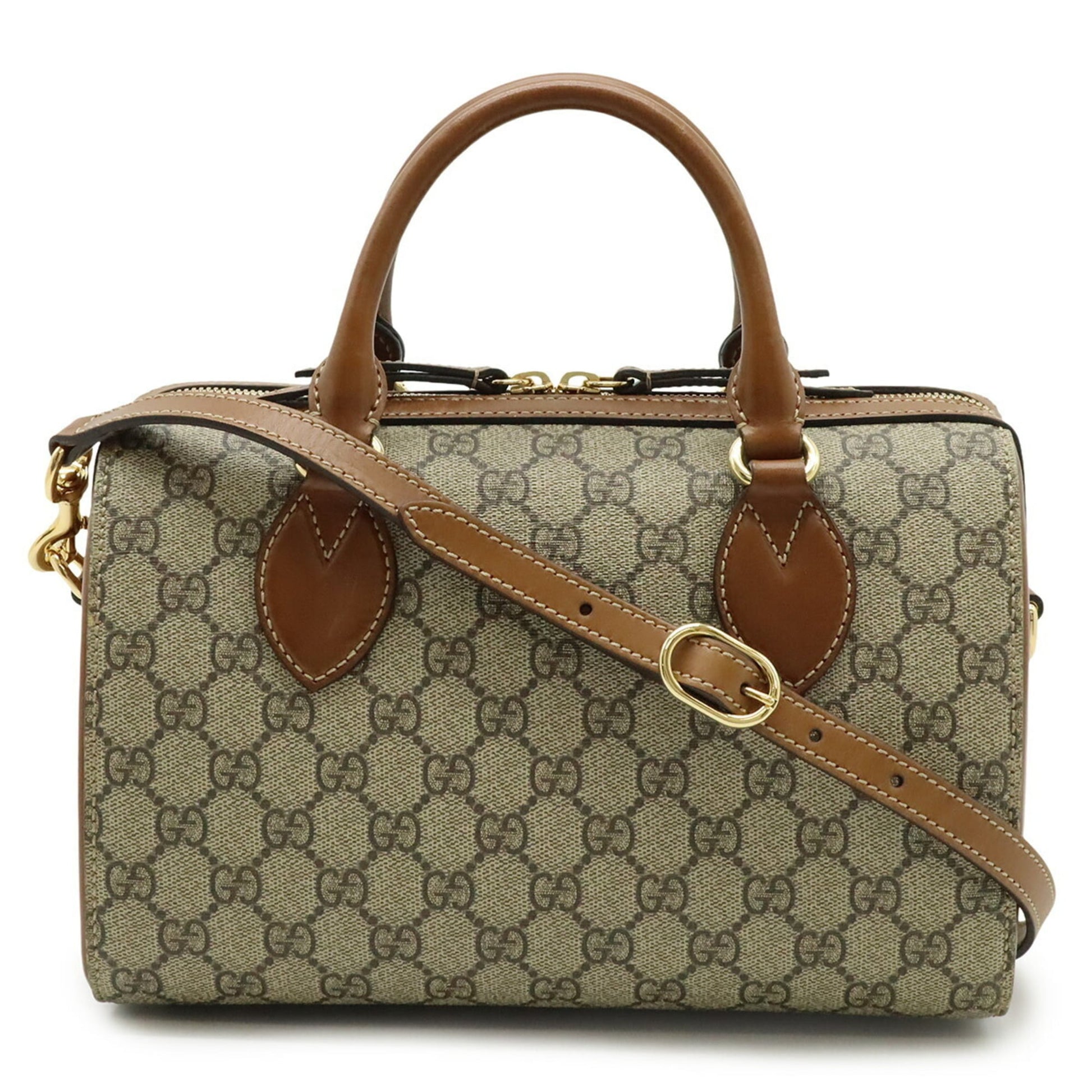 Gucci Beige Brown Gg Supreme Canvas Leather Handbag Shoulder Bag
