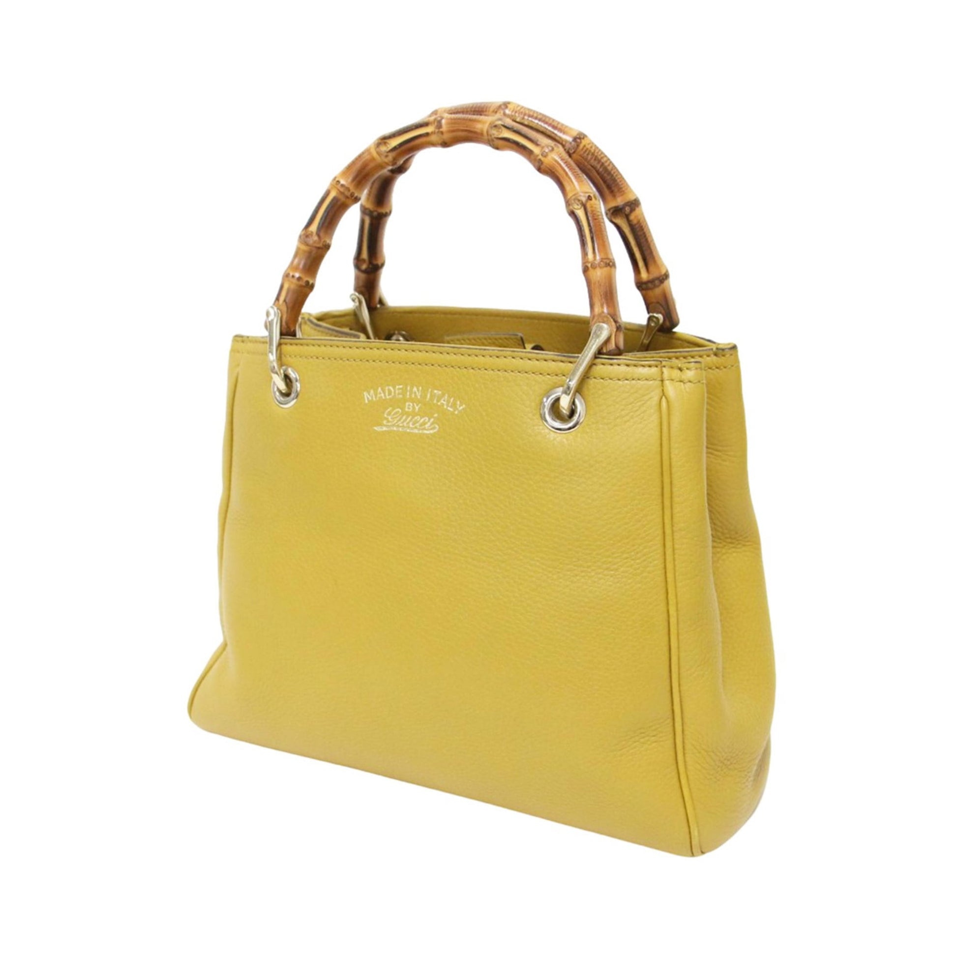 Gucci Mustard Leather Canvas Handbag Shoulder Bag