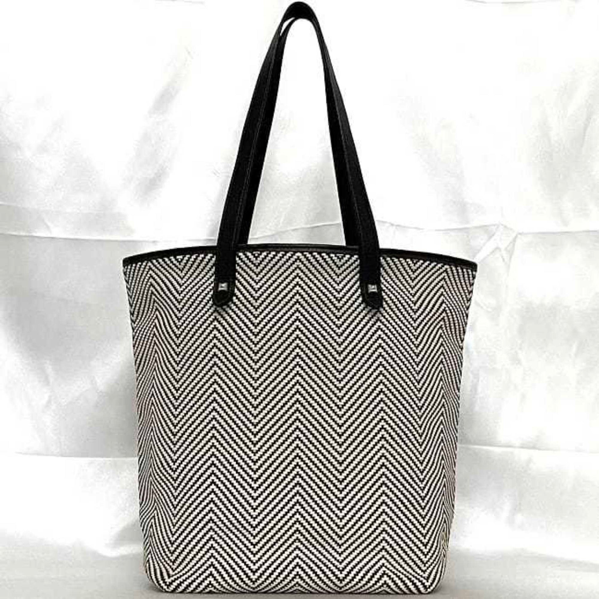 Hermes Polyester Tote Bag Leather White Brown