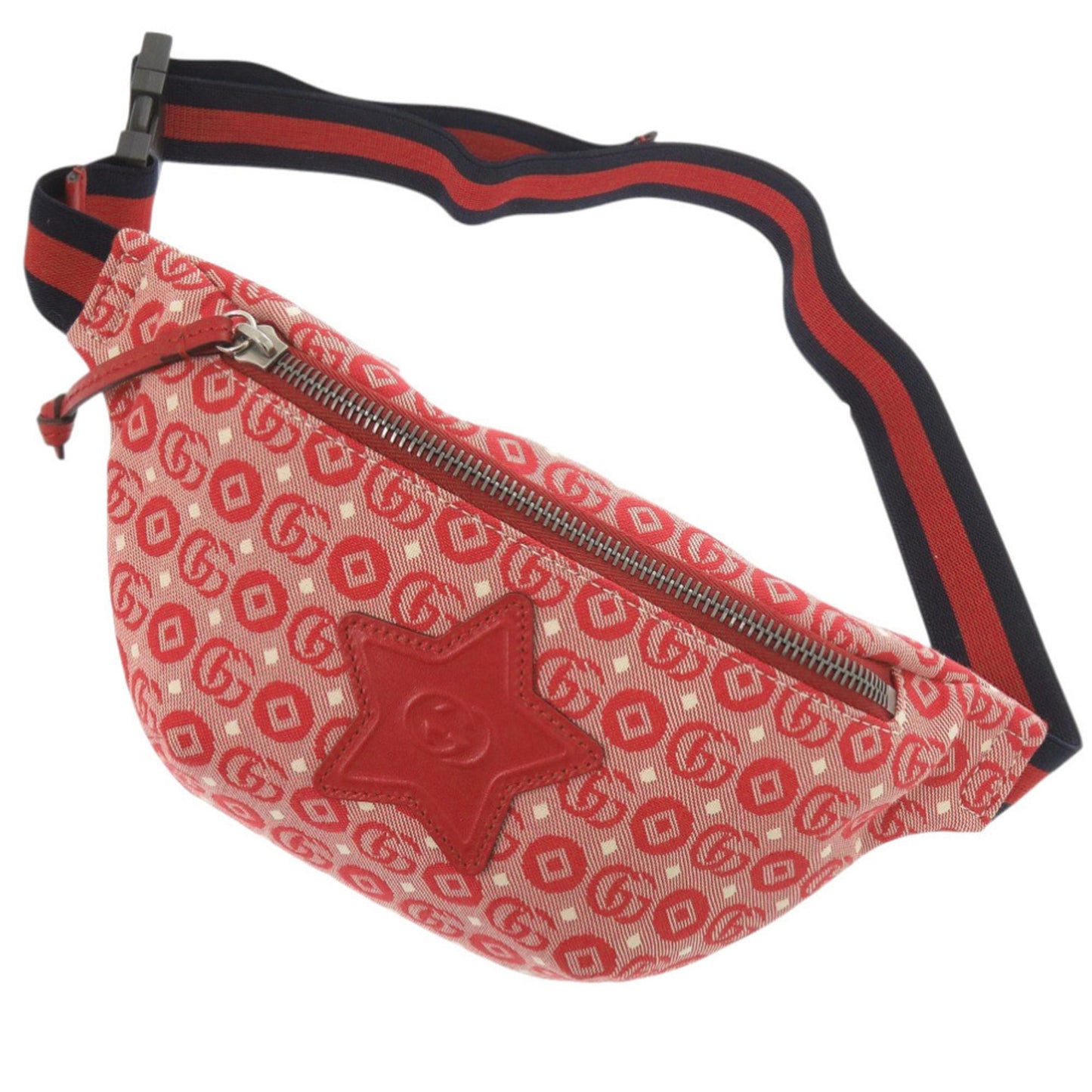 Gucci Red Color Canvas Leather Fanny Pack Sling Bag