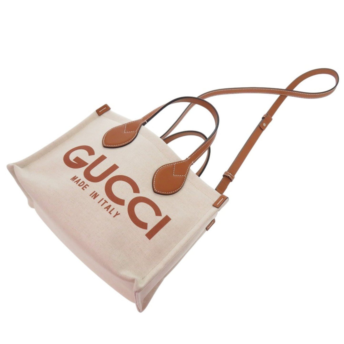 Gucci Beige Canvas Leather Handbag