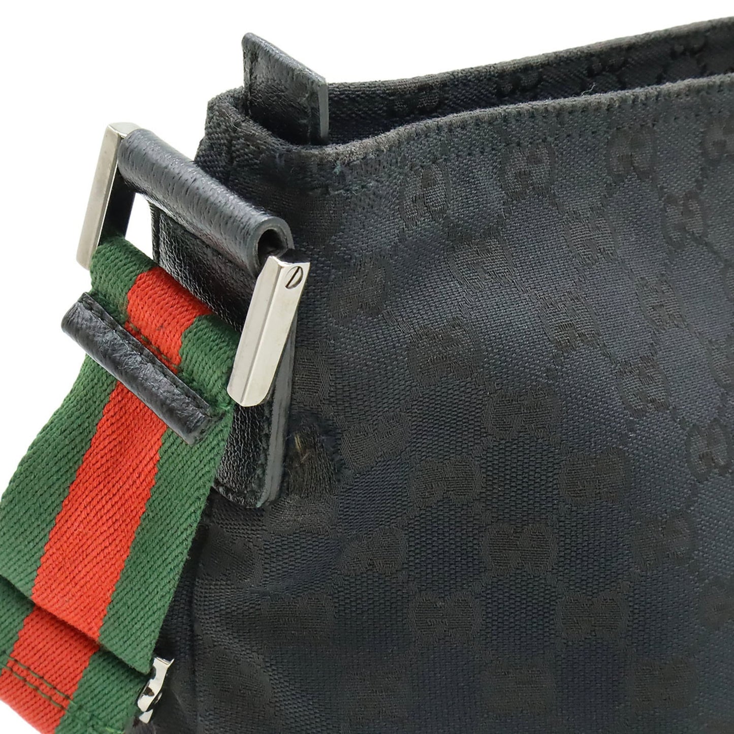 Gucci Black Green Red Color Gg Canvas Shoulder Bag