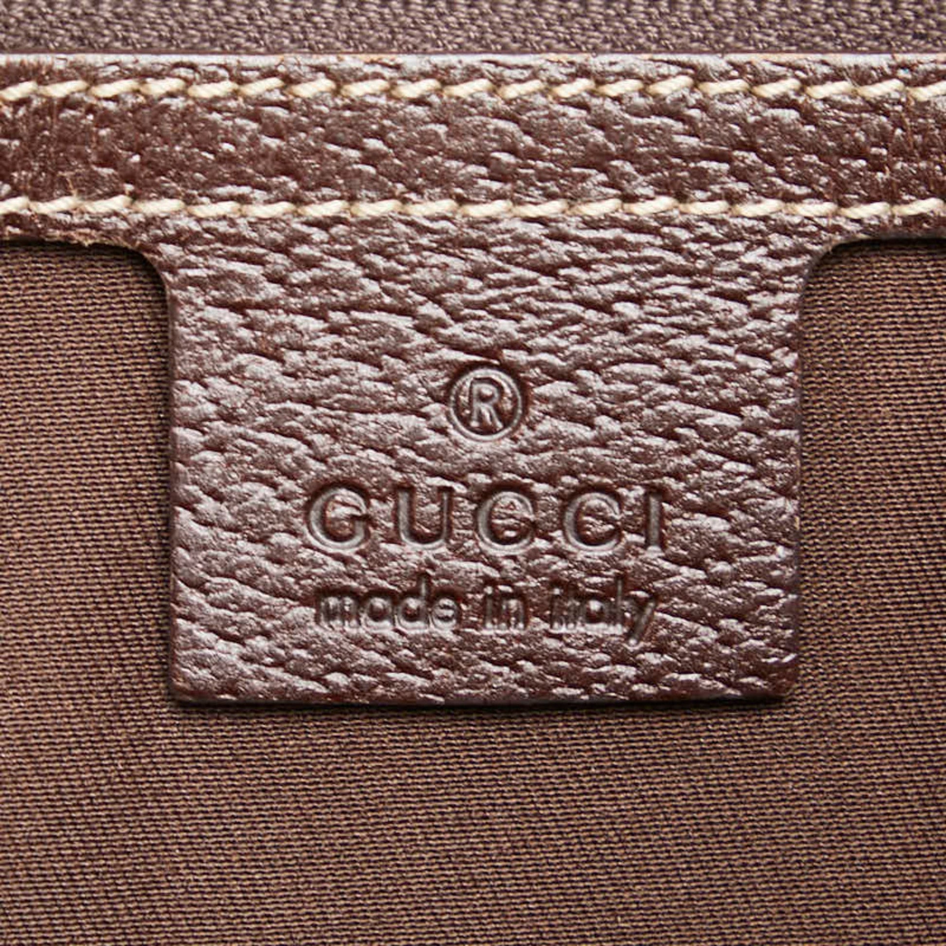 Gucci Gg Canvas Beige Brown Gg Canvas Leather Shoulder Bag Tote Bag
