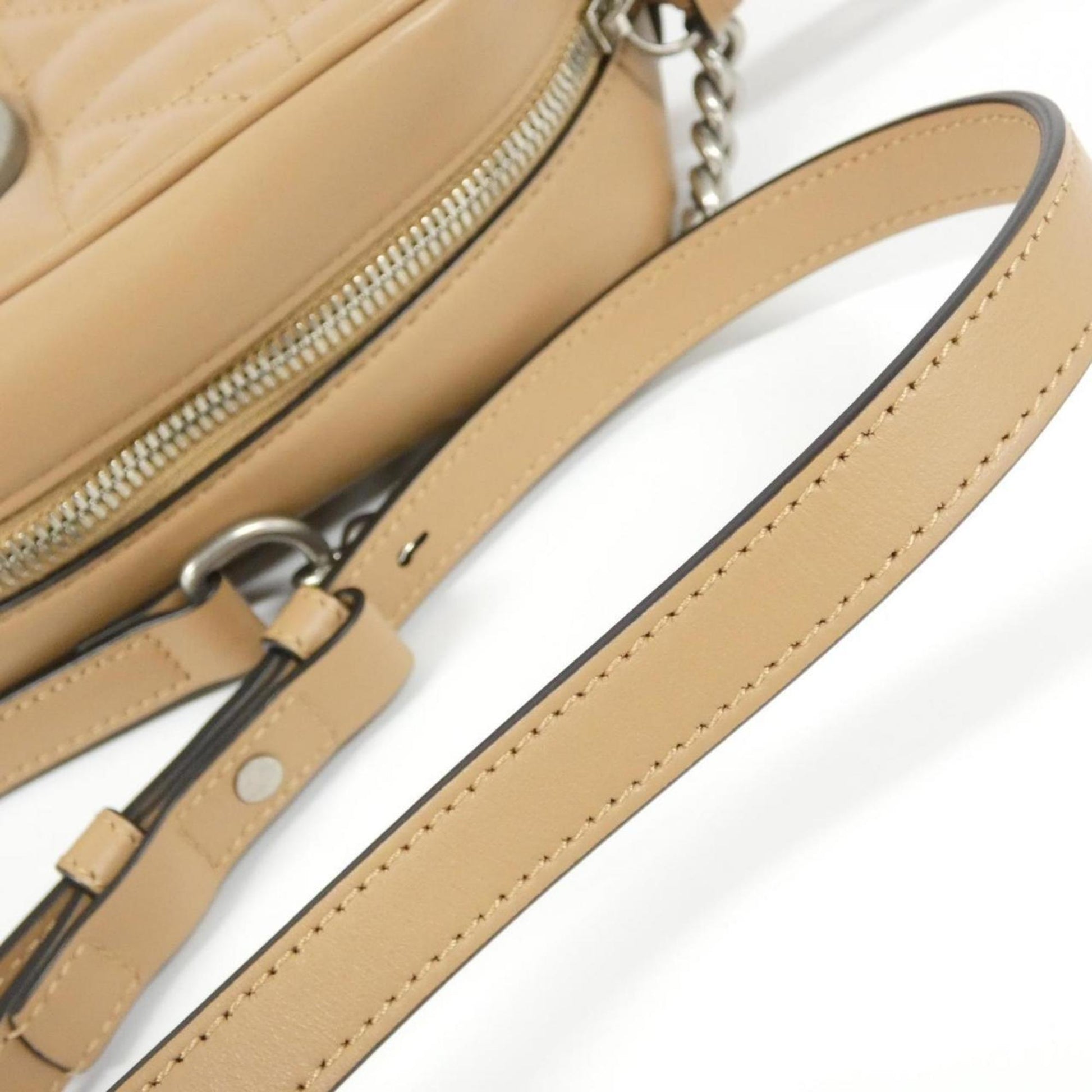 Gucci Gg Marmont Beige Leather Shoulder Bag