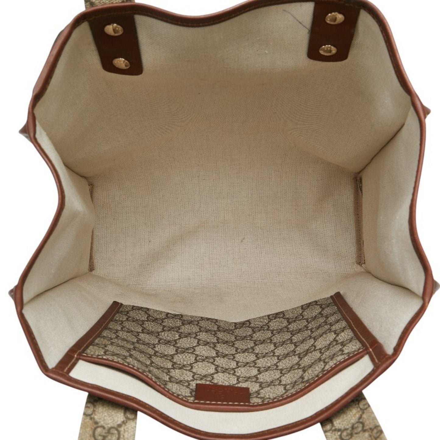 Gucci Sherry Line Beige Brown Pvc Leather Tote Bag