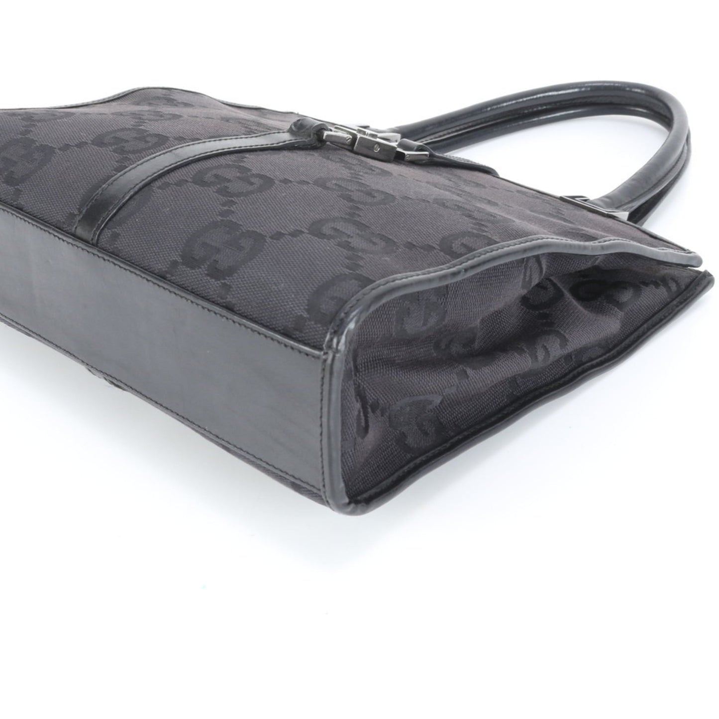 Gucci Black Leather Canvas Tote Bag