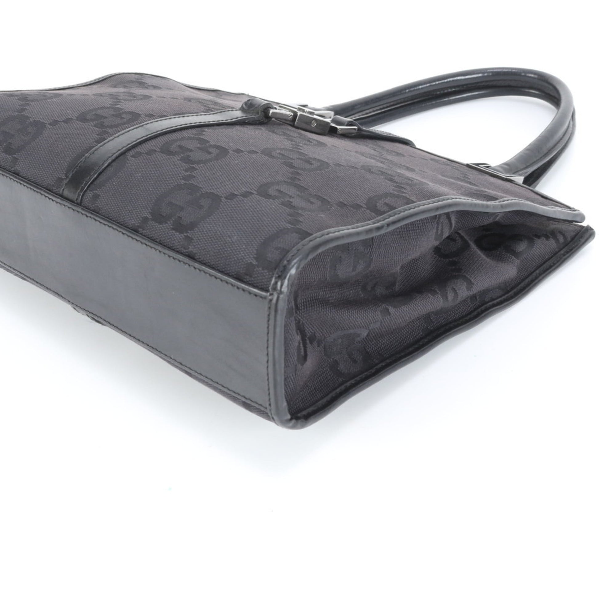 Gucci Black Leather Canvas Tote Bag