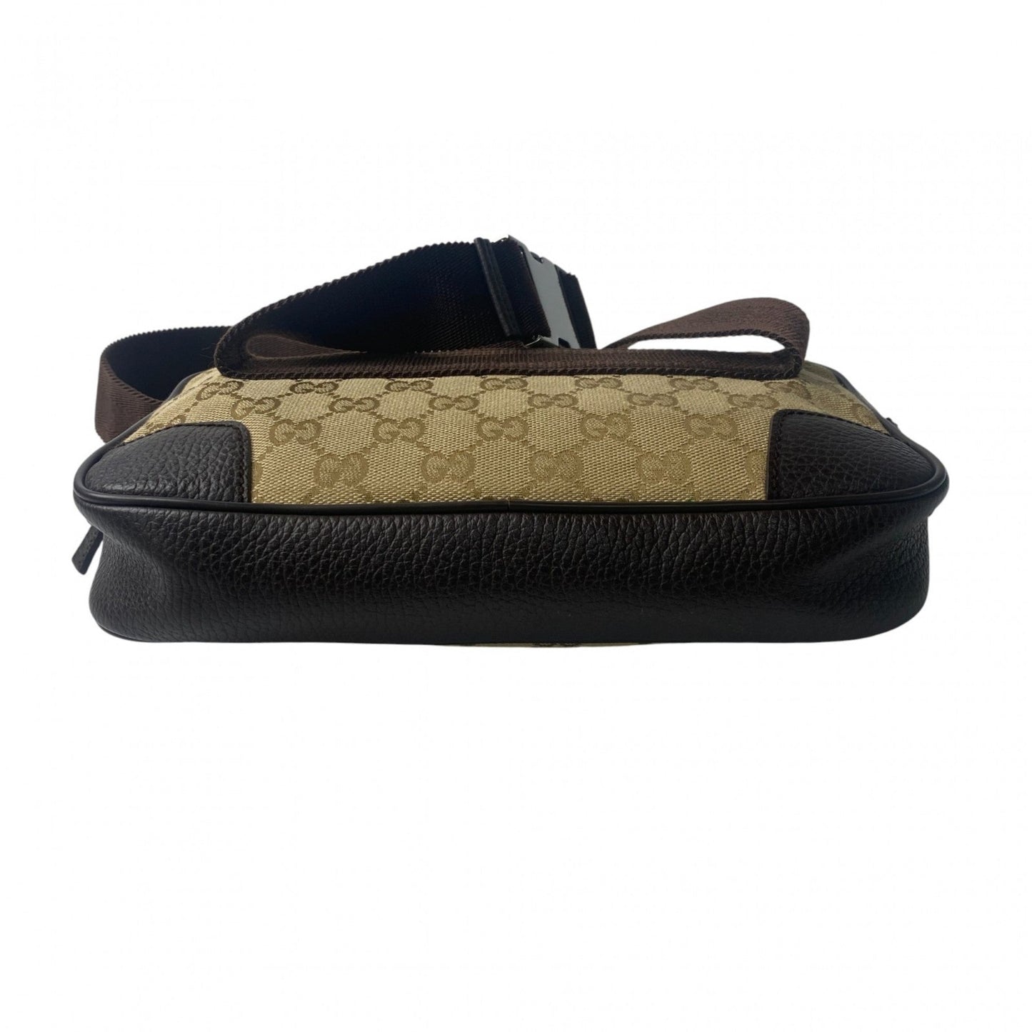 Gucci Brown Canvas Leather Pouch Sling Bag