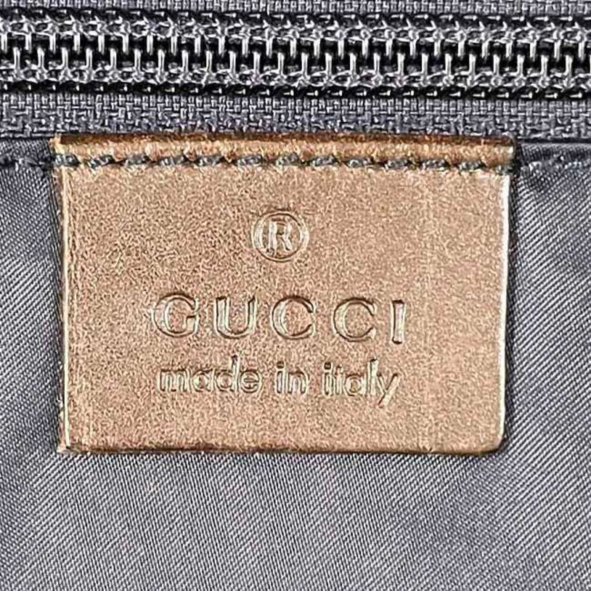 Gucci Navy Nylon Leather Tote Bag