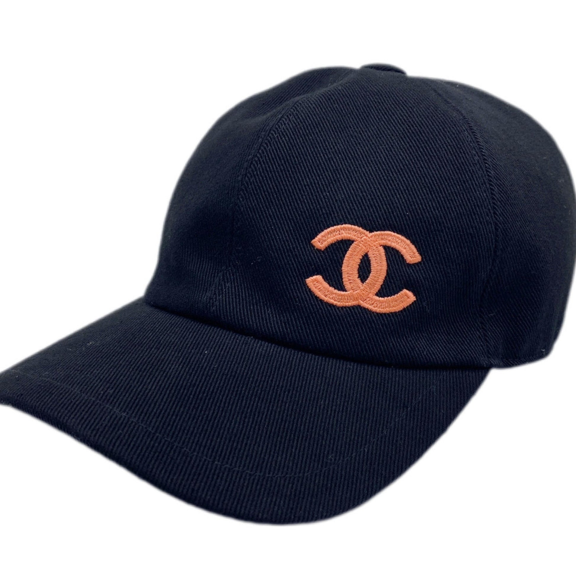 CHANEL CC Cap Black Cotton Coco Bead Embroidery  99254 23A Women's Men's