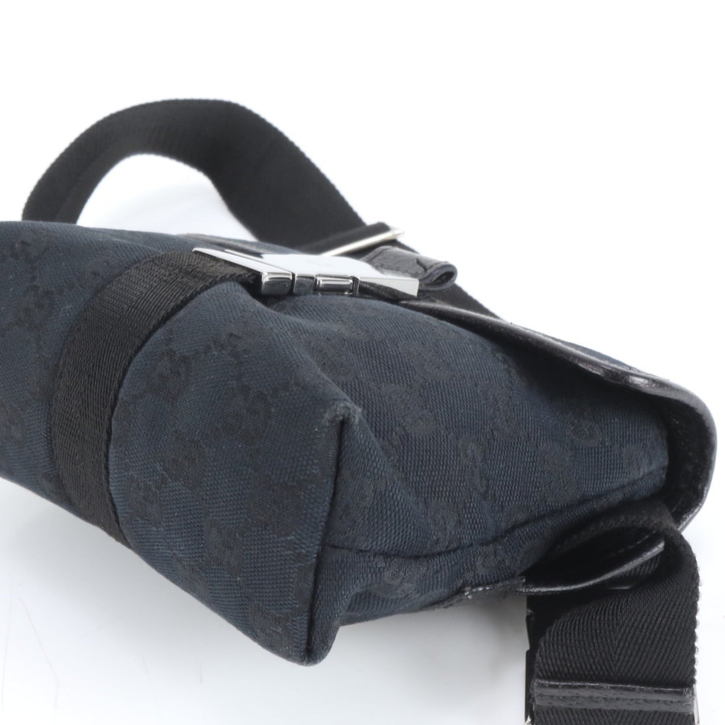 Gucci Black Leather Canvas Pouch Sling Bag