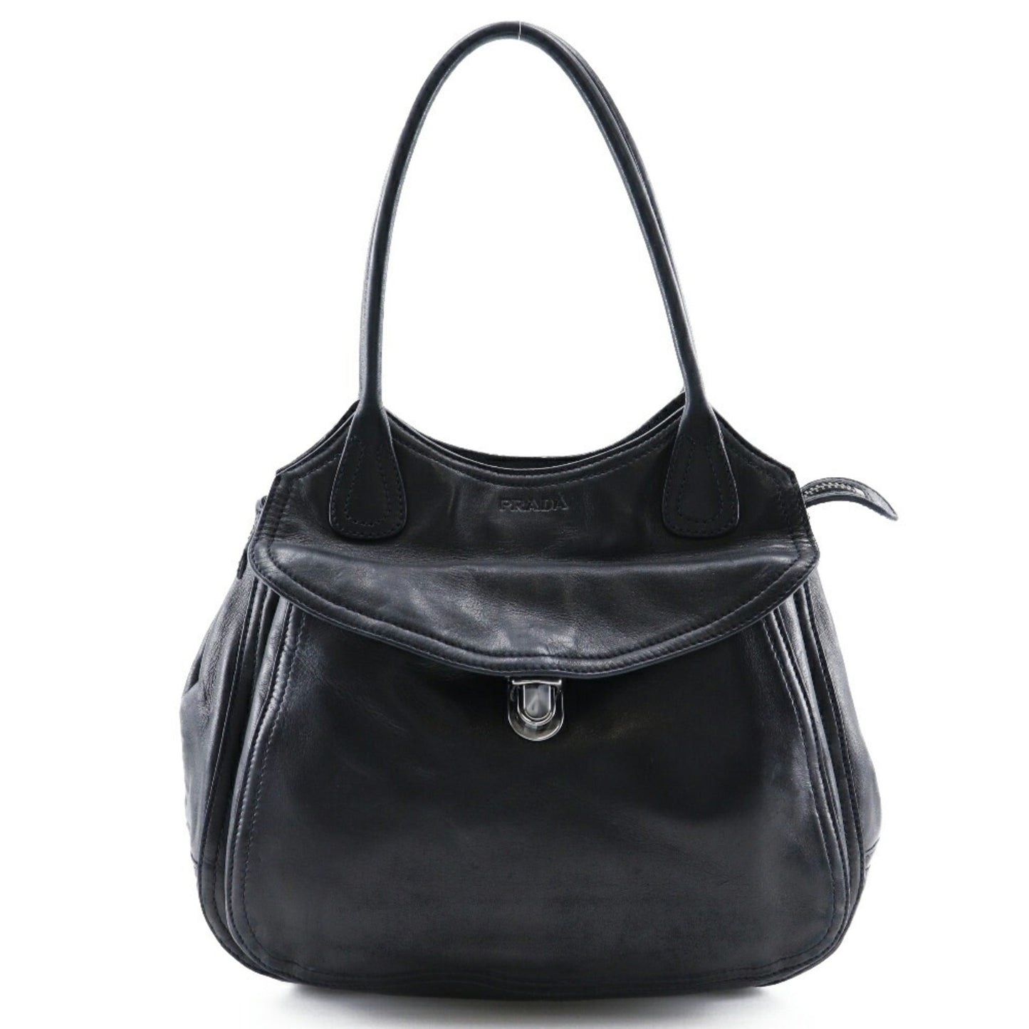 Prada Shoulder Bag Nero Made In Italy Zipper Ladies Leather Black