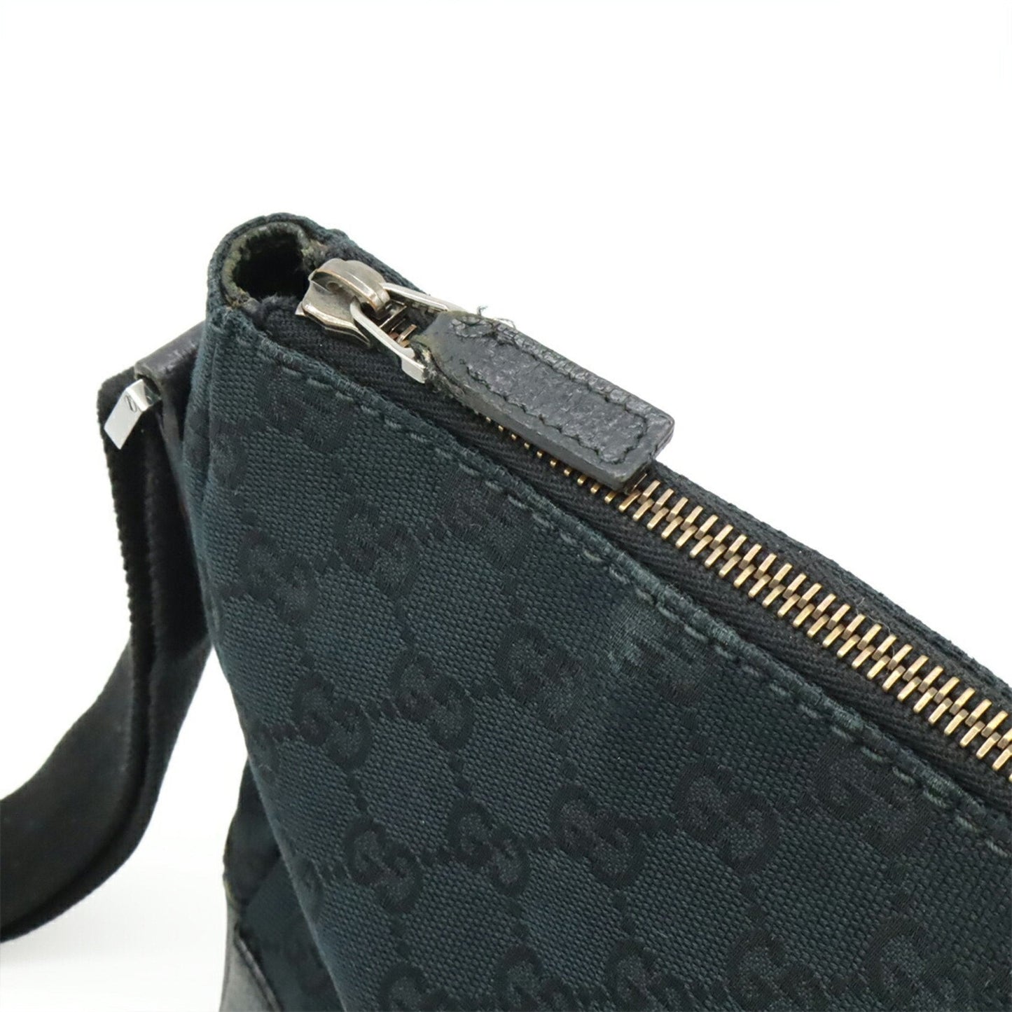 Gucci Black Gg Canvas Leather Shoulder Bag