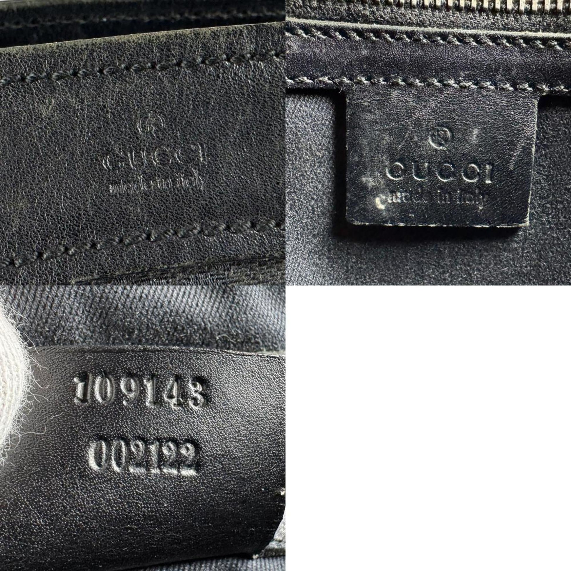 Gucci Black Gg Canvas Leather Shoulder Bag