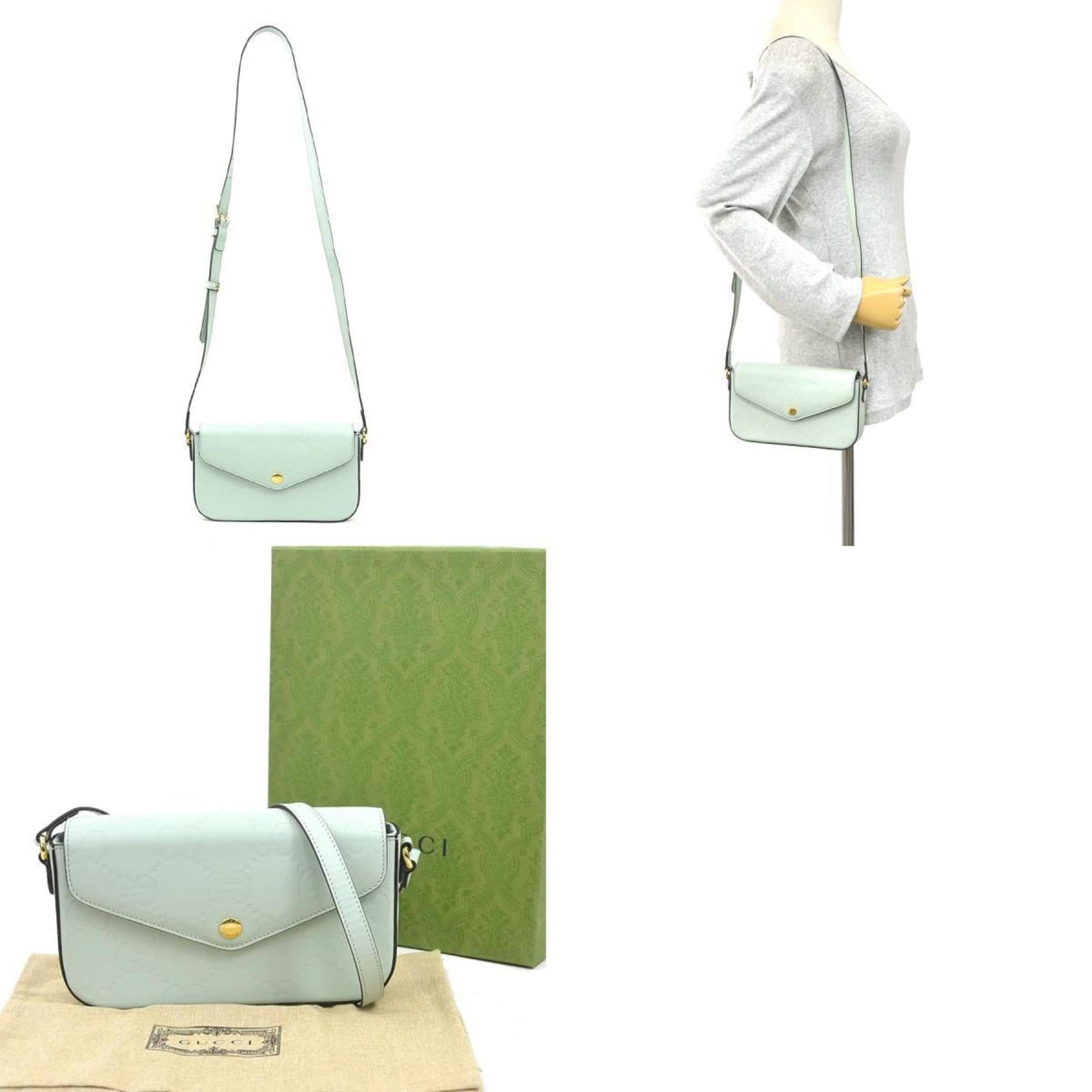 Gucci Pale Green Leather Shoulder Bag