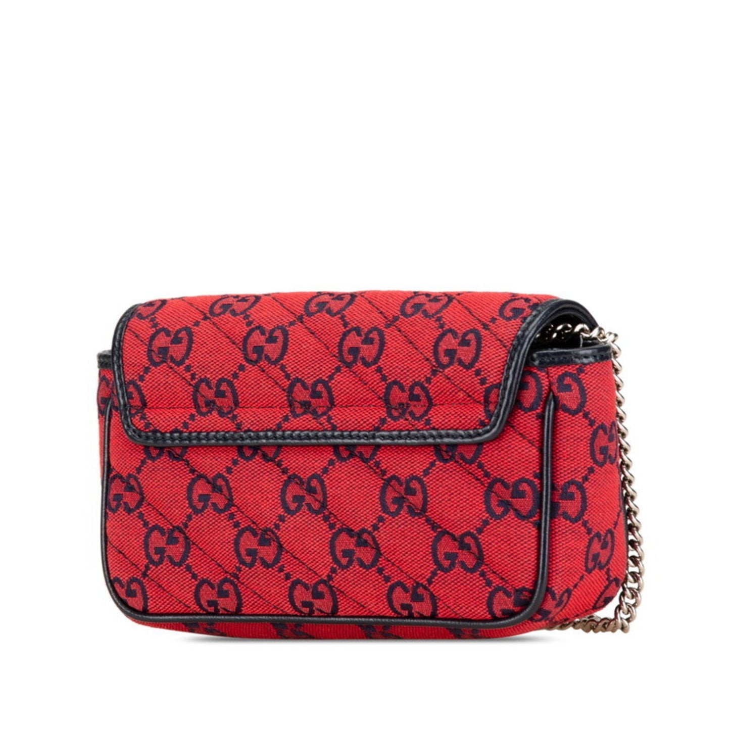 Gucci Navy Red Color Canvas Leather Shoulder Bag