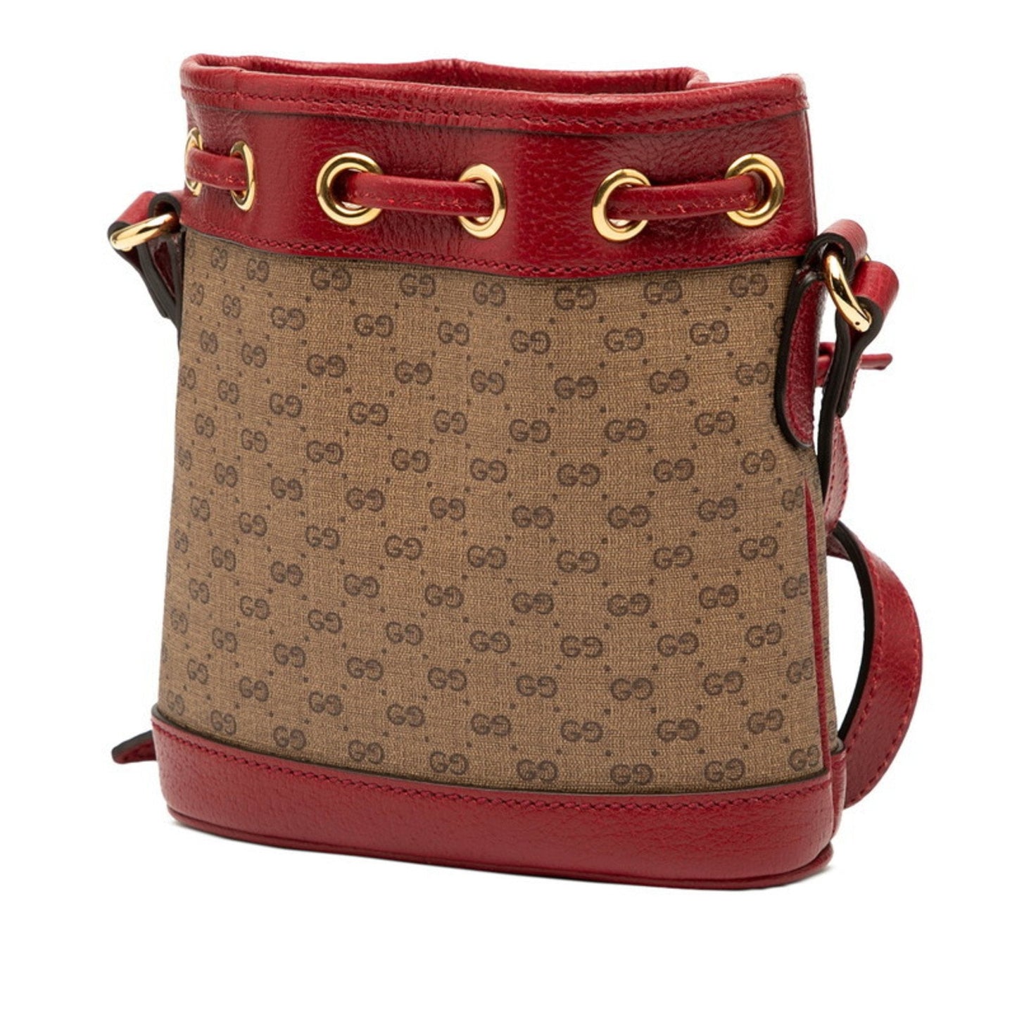 Gucci Brown Red Color Pvc Leather Shoulder Bag
