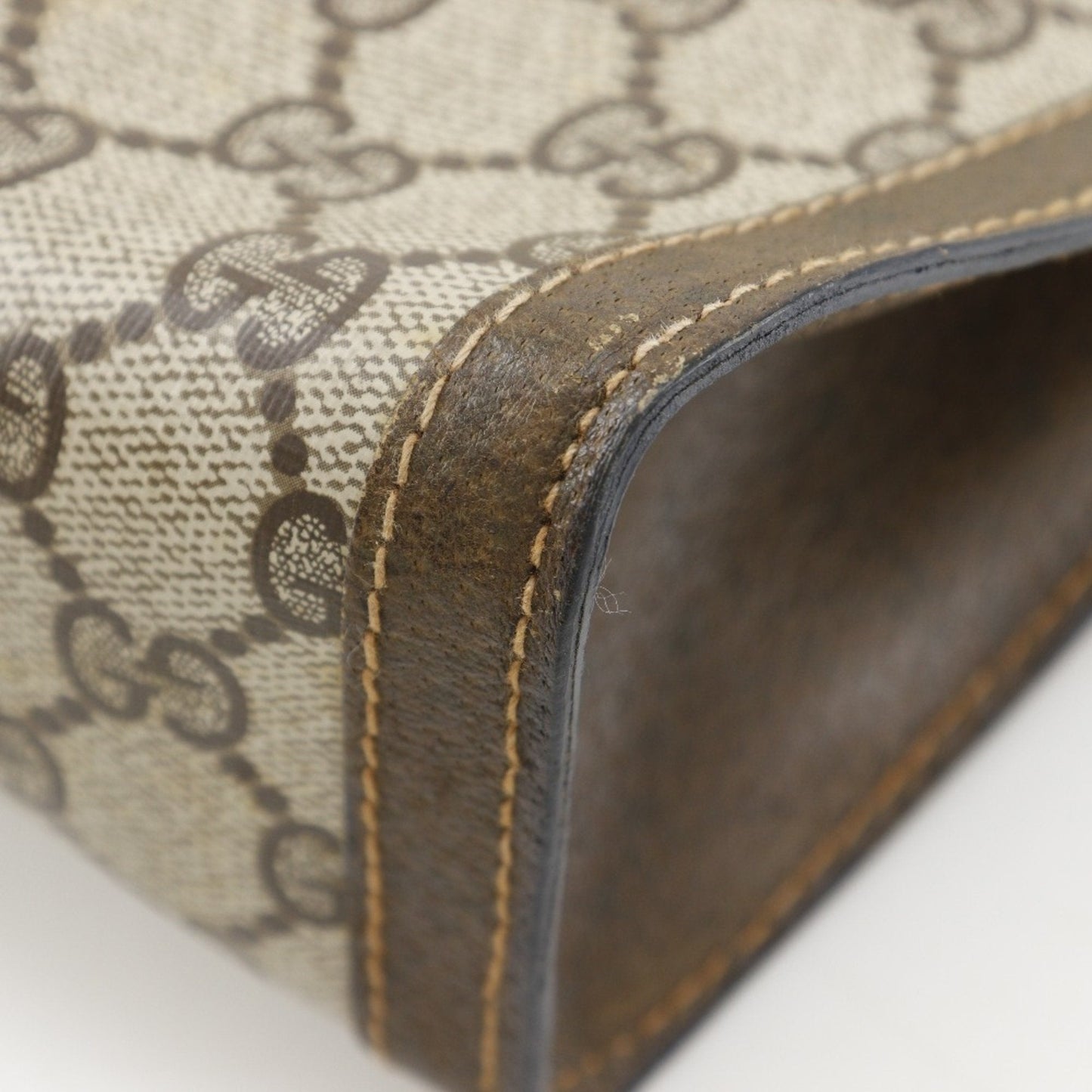 Gucci Brown Gg Plus Leather Clutch Bag Pouch