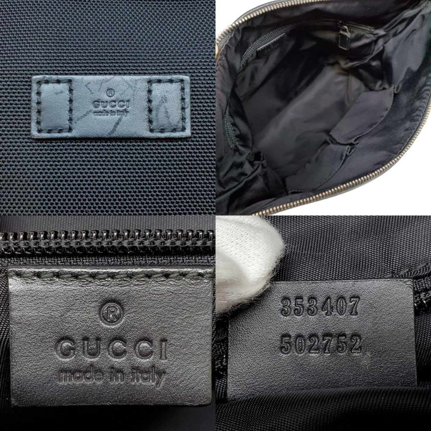 Gucci Sherry Line Black Canvas Leather Shoulder Bag