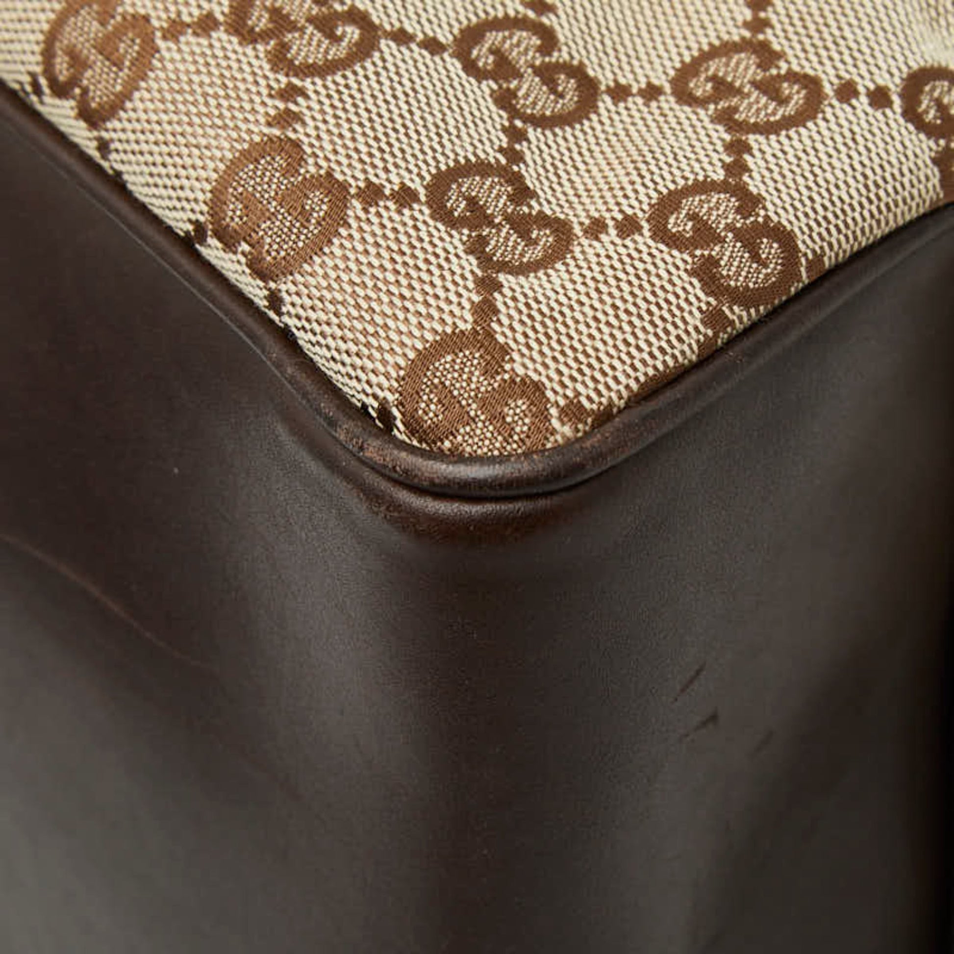 Gucci Beige Brown Canvas Leather Shoulder Bag Tote Bag