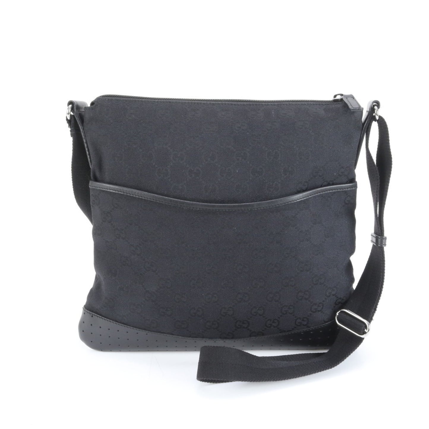 Gucci Black Leather Canvas Shoulder Bag