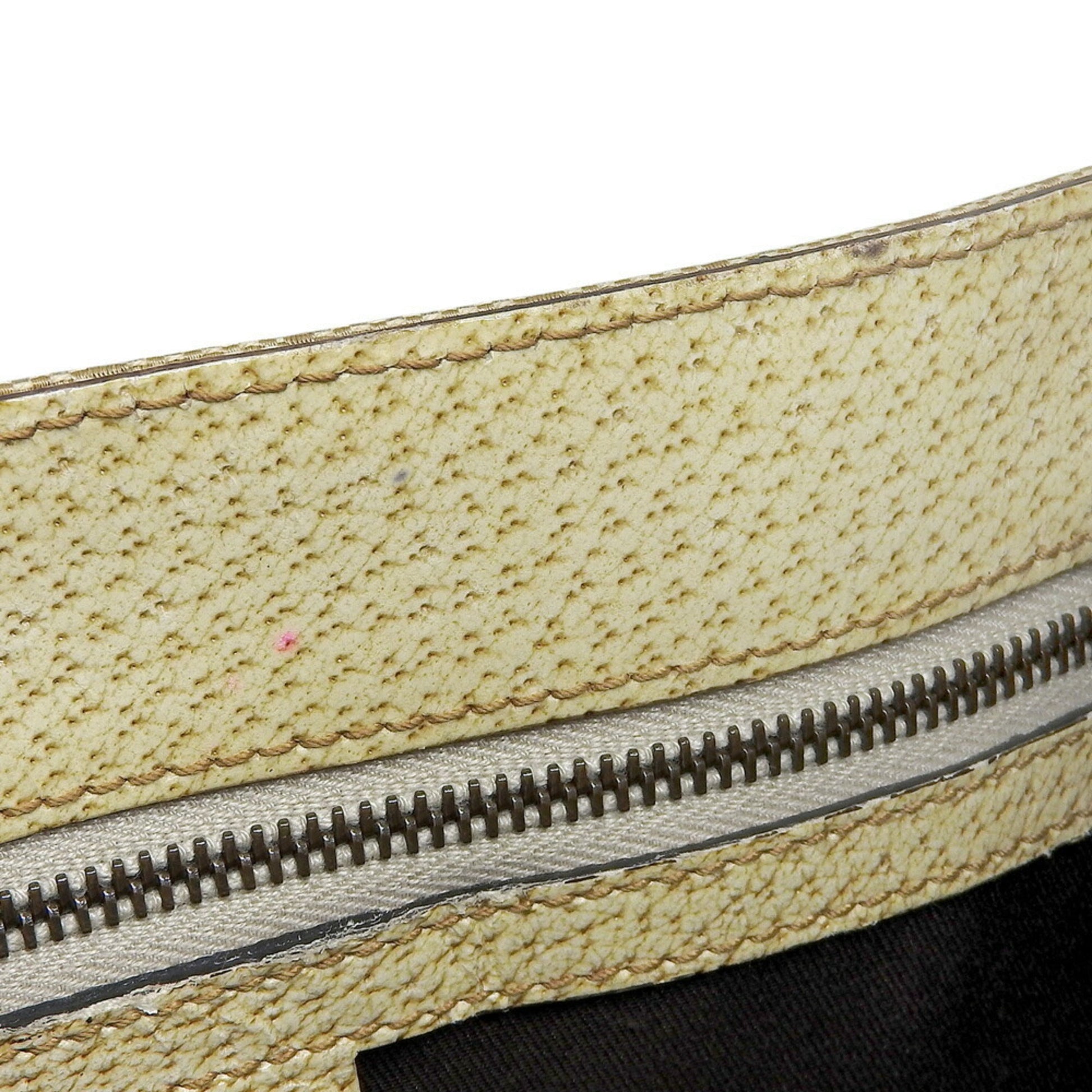 Gucci Beige Ivory Canvas Leather Handbag Tote Bag